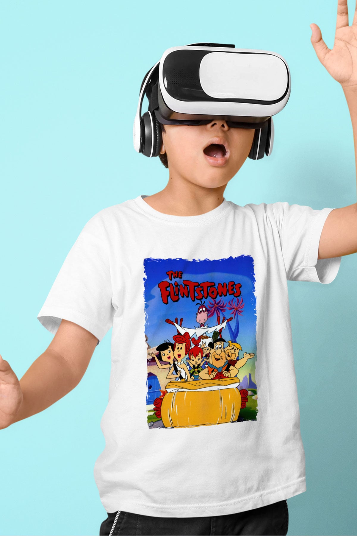 The Flintstones Taş Devri Beyaz Unisex  Çocuk Tişört