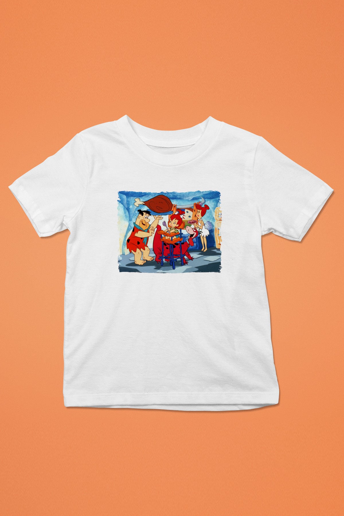 The Flintstones Taş Devri Beyaz Unisex  Çocuk Tişört