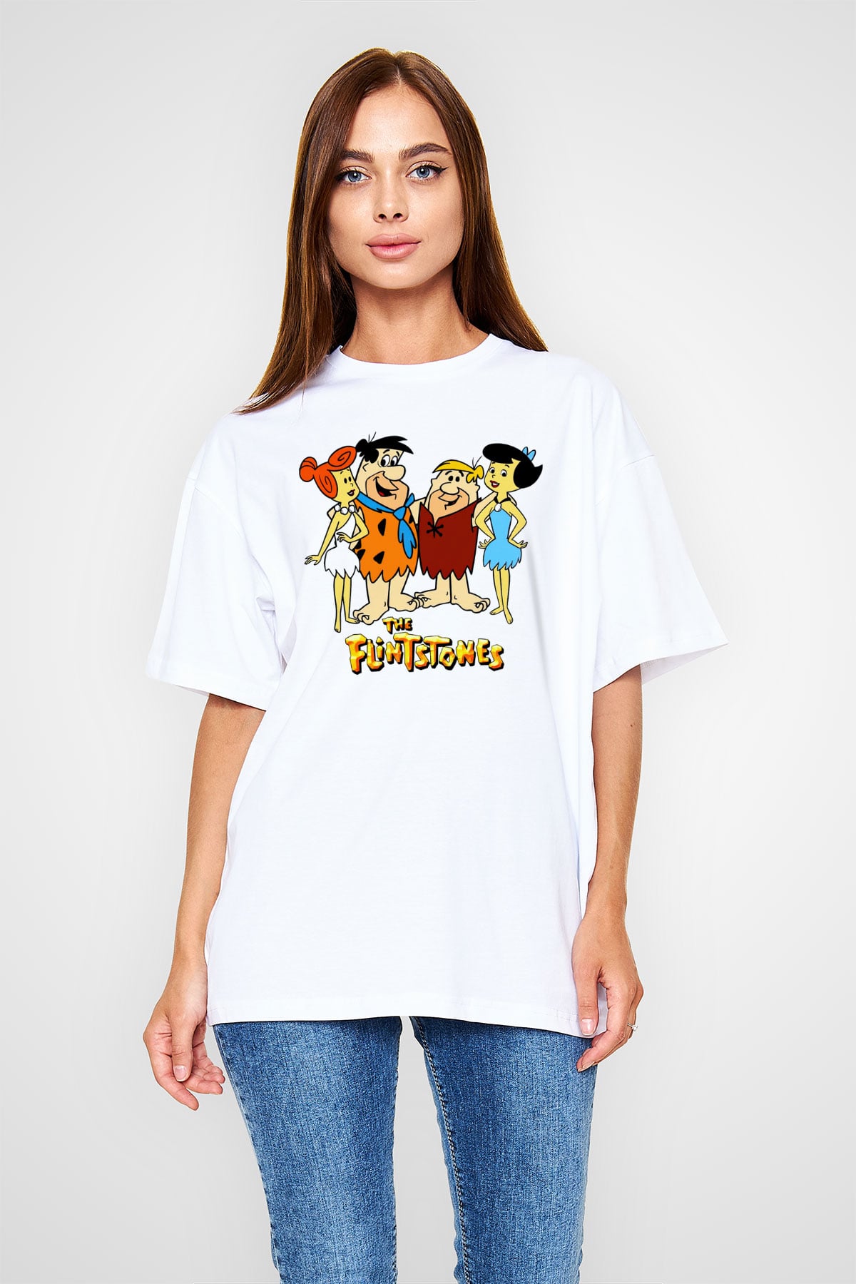 The Flintstones Taş Devri Beyaz Unisex Tişört