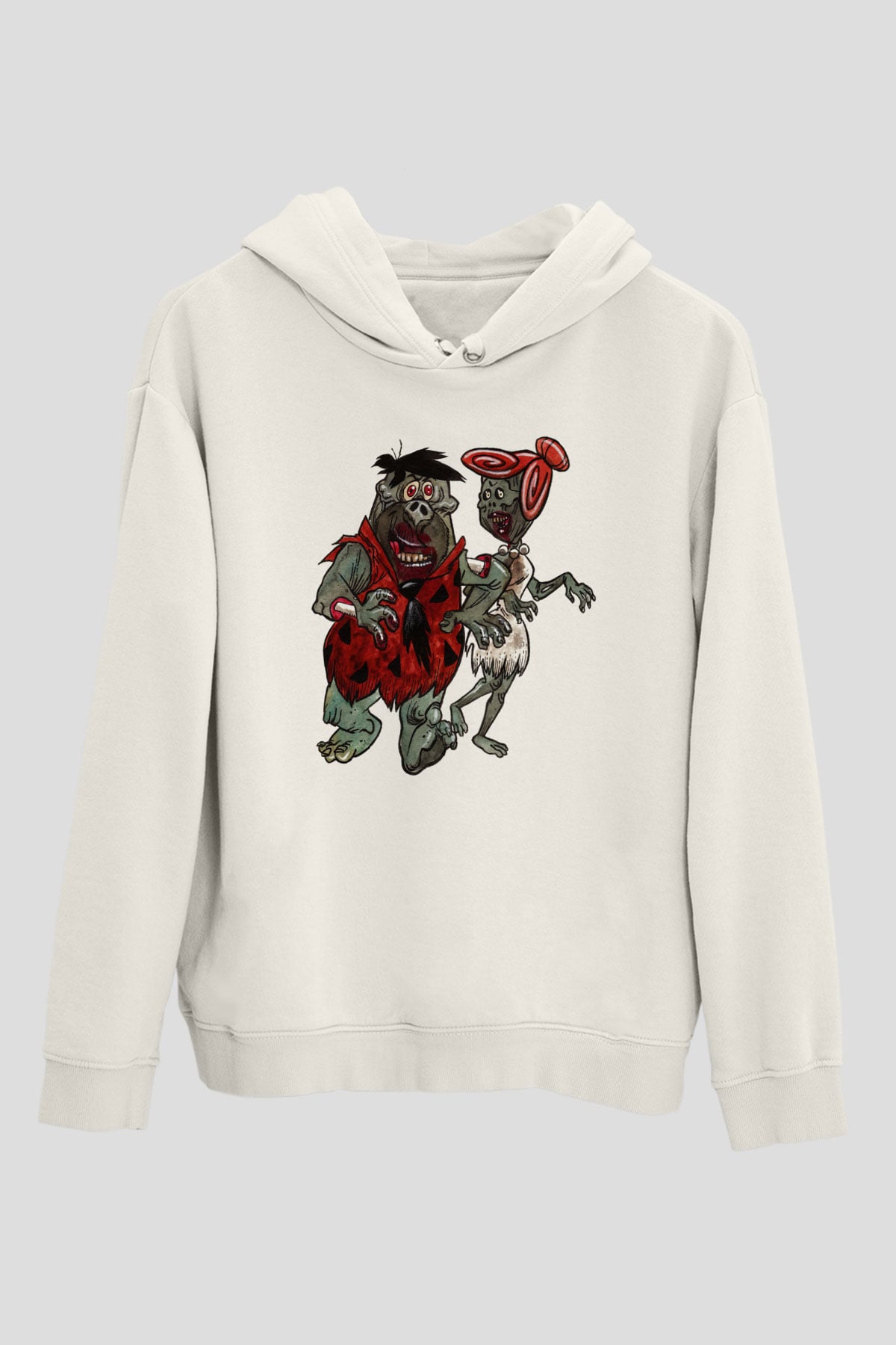 The Flintstones Taş Devri Beyaz Unisex Kapşonlu Sweatshirt