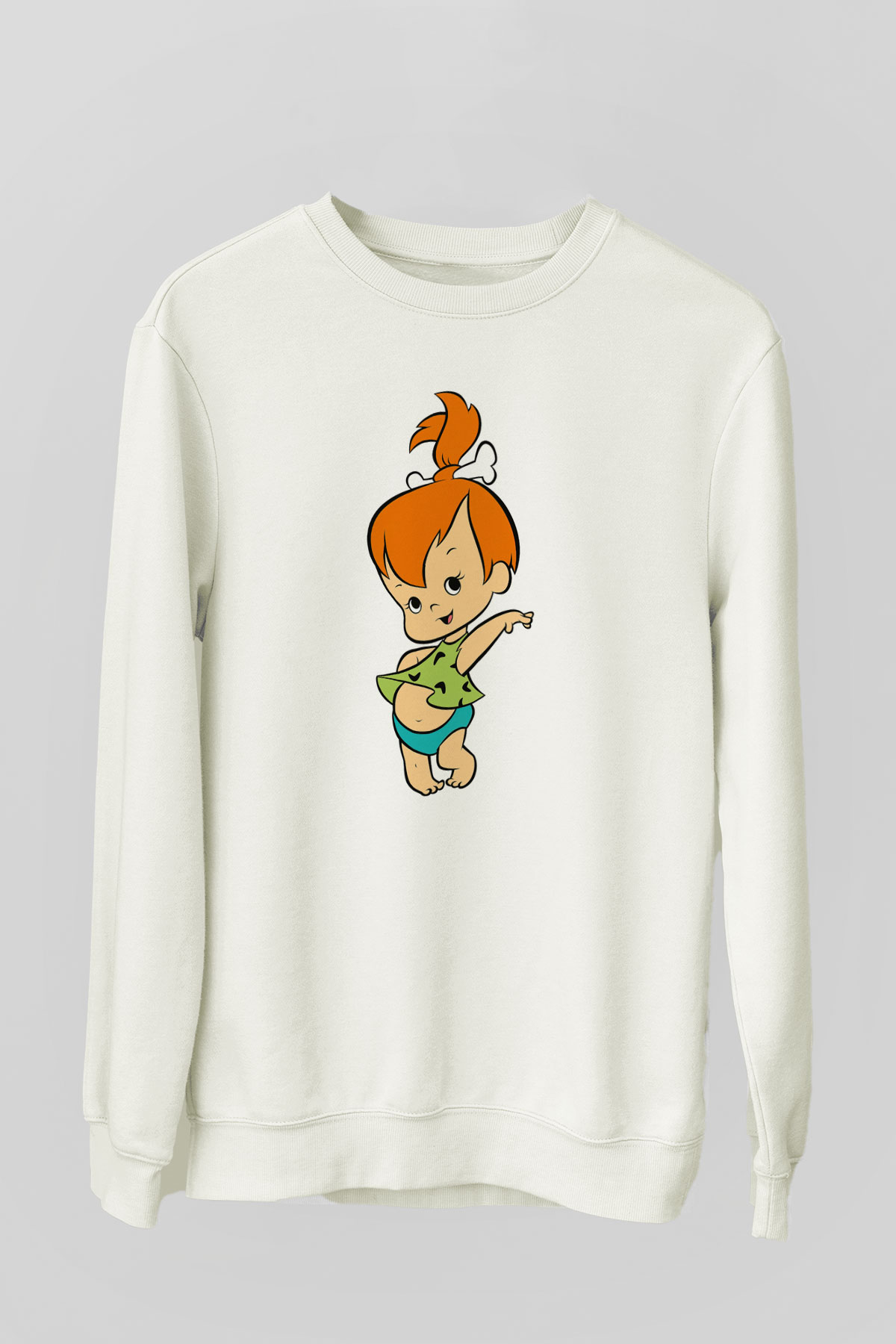 The Flintstones Taş Devri Beyaz Unisex Sweatshirt