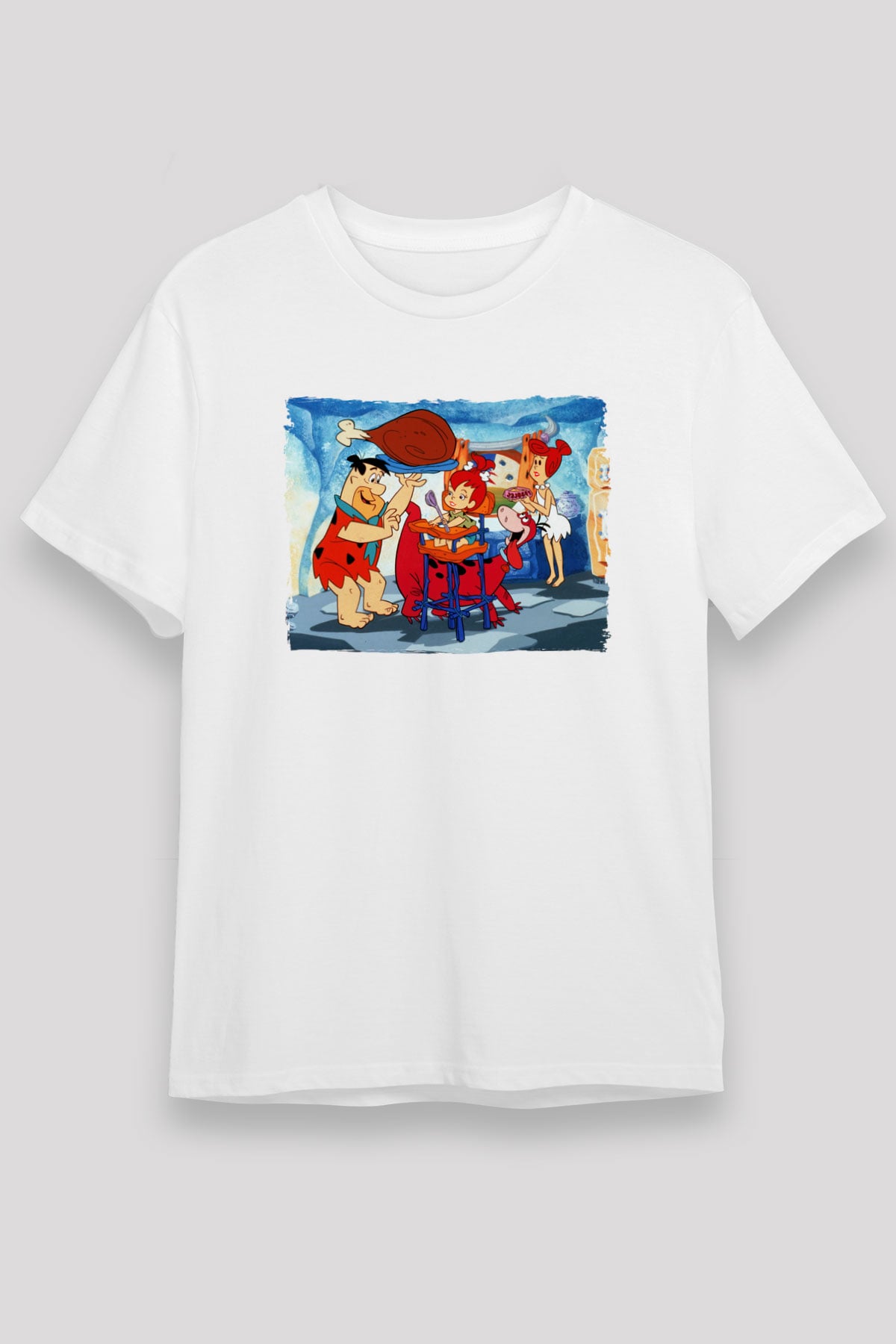 The Flintstones Taş Devri Beyaz Unisex Tişört