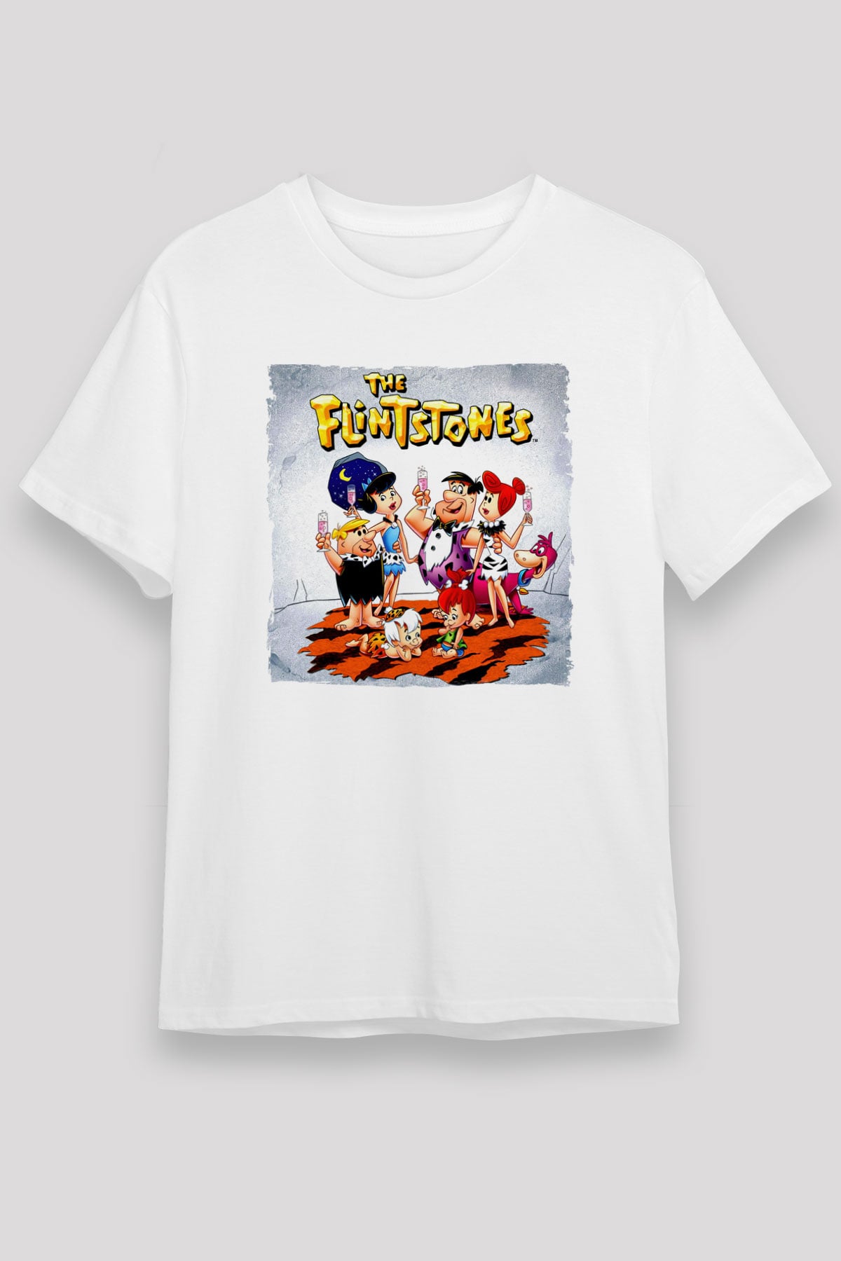 The Flintstones Taş Devri Beyaz Unisex Tişört
