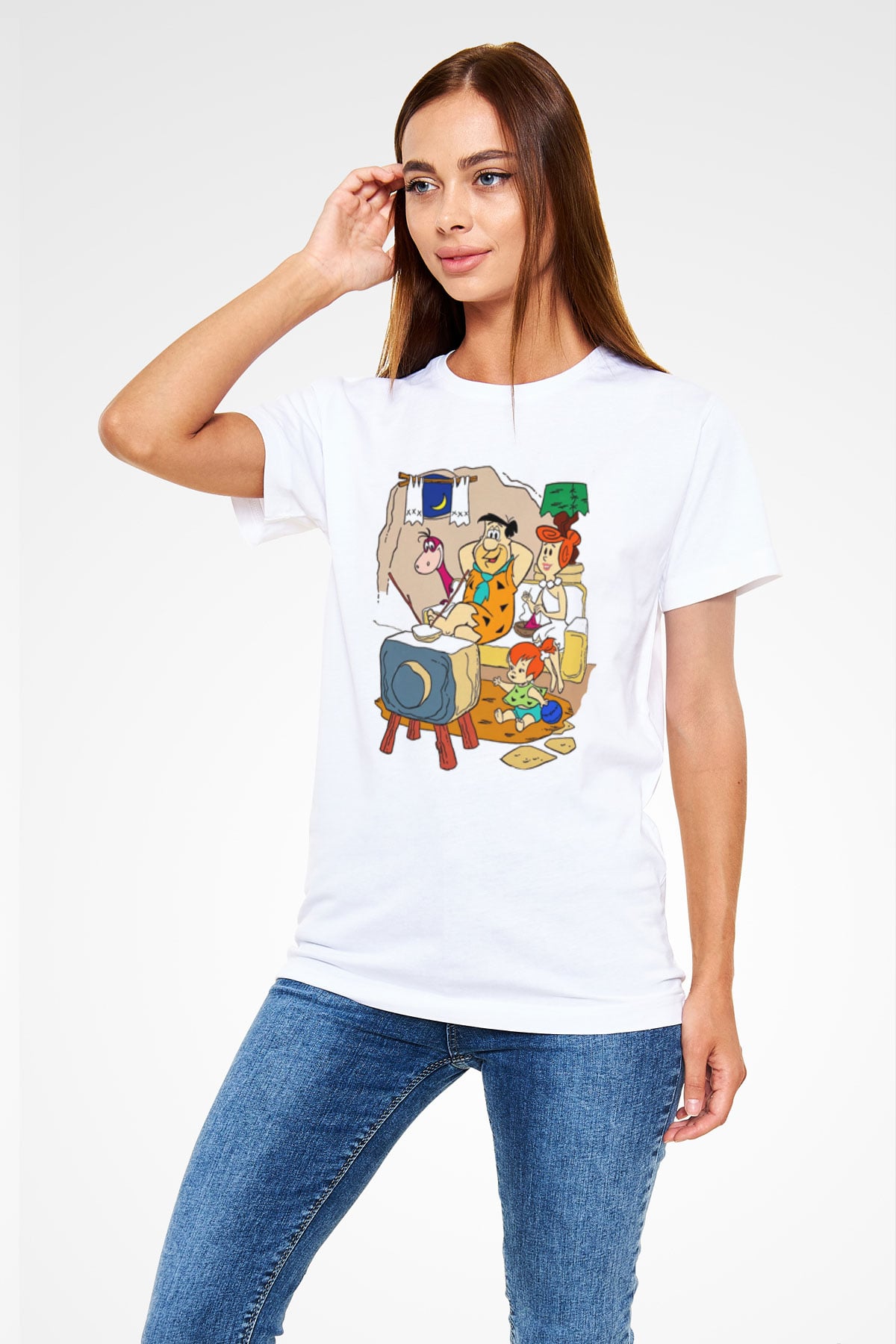 The Flintstones Taş Devri Beyaz Unisex Tişört