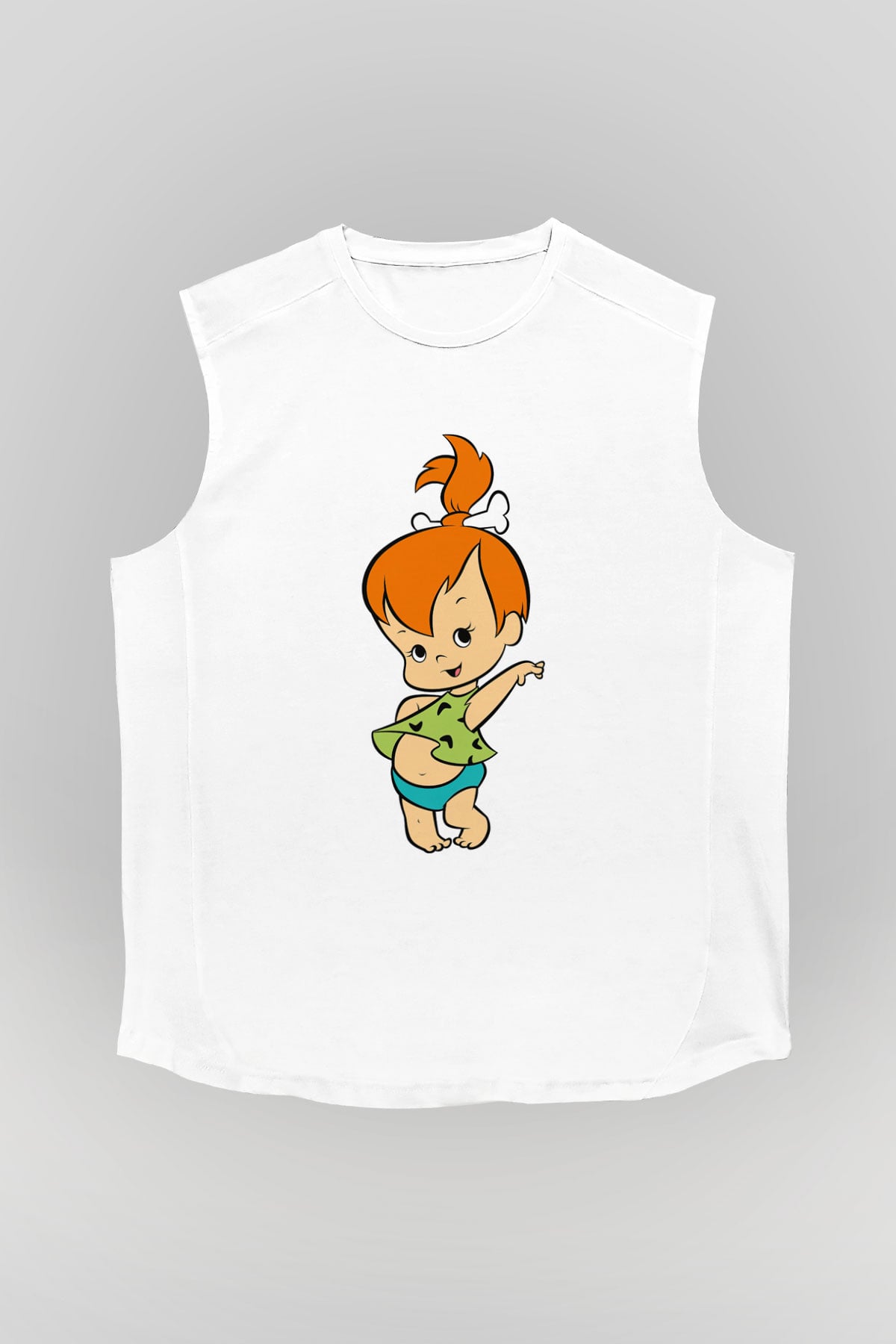 The Flintstones Taş Devri Beyaz Unisex Kolsuz Tişört