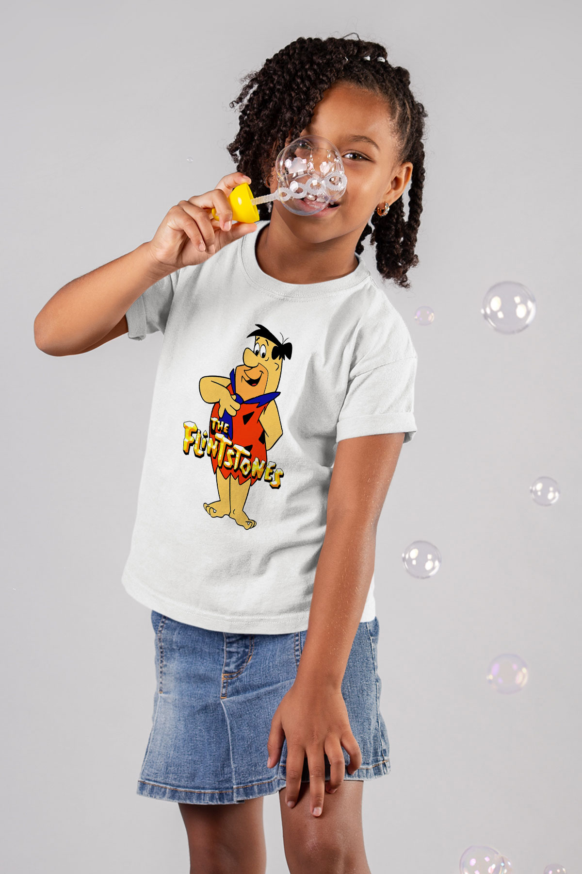 The Flintstones Taş Devri Beyaz Unisex  Çocuk Tişört