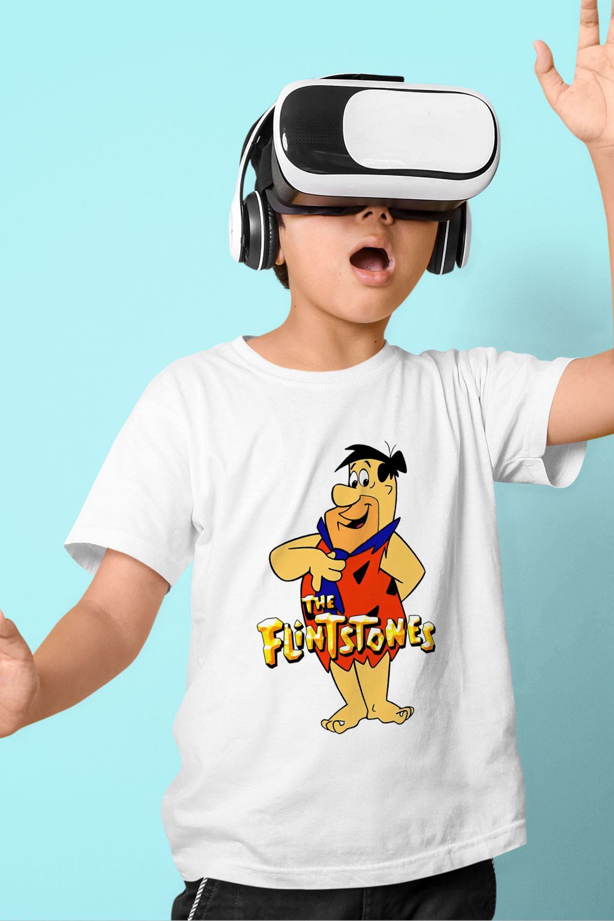 The Flintstones Taş Devri Beyaz Unisex  Çocuk Tişört