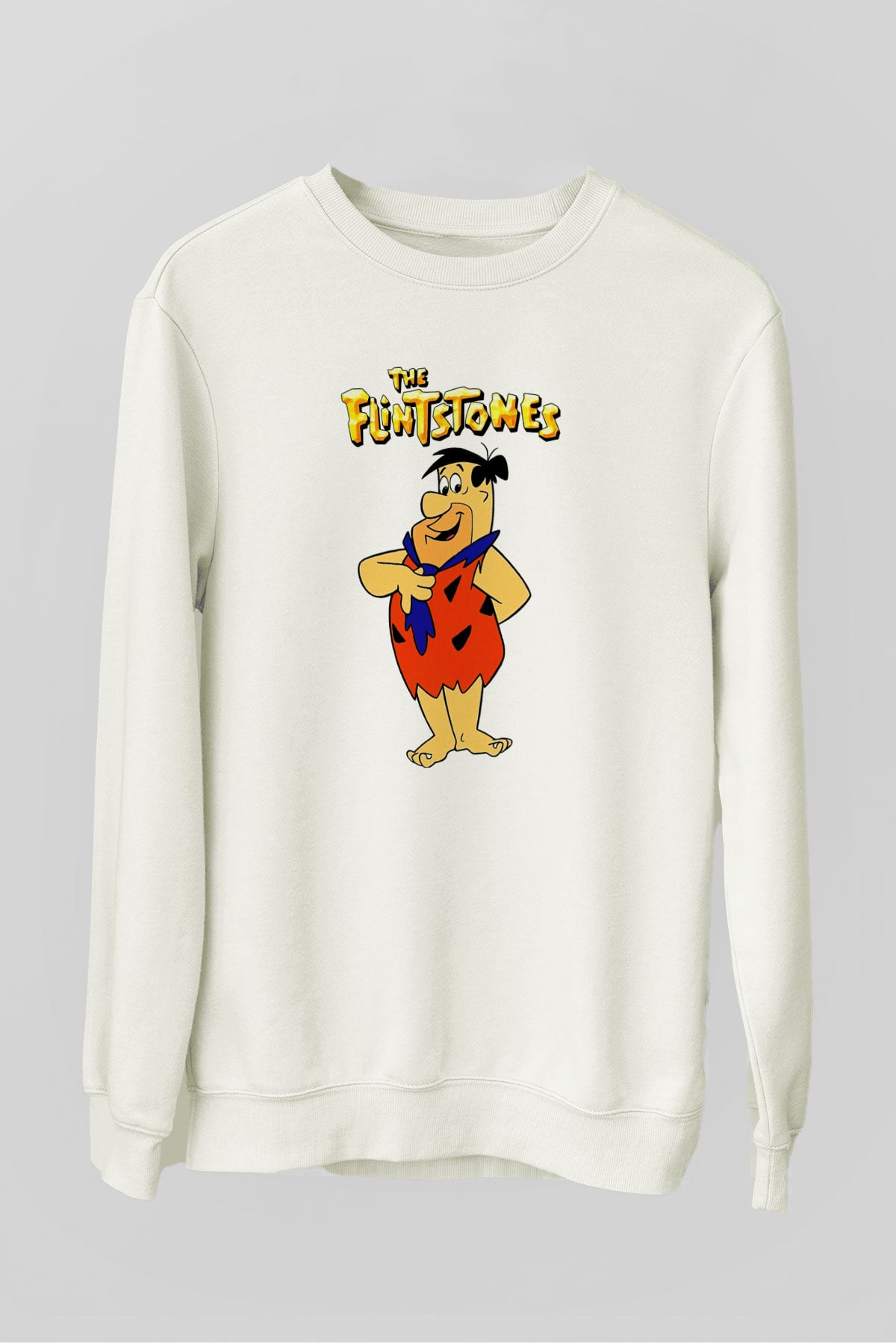 The Flintstones Taş Devri Beyaz Unisex  Sweatshirt