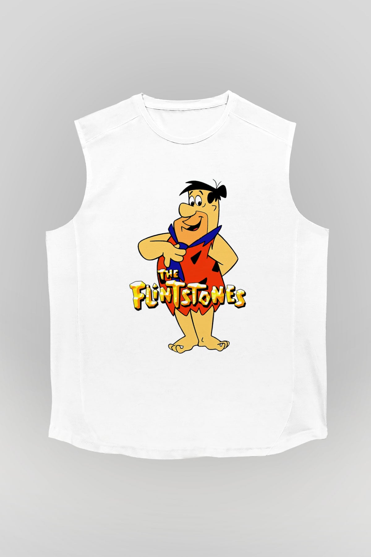 The Flintstones Taş Devri Beyaz Unisex  Kolsuz Tişört