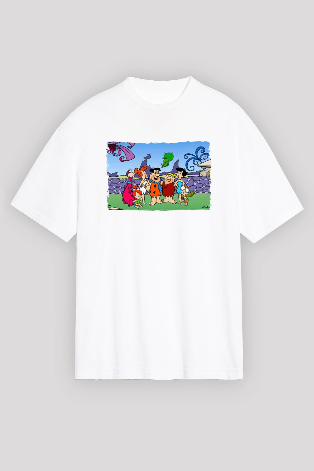 The Flintstones Taş Devri Beyaz Unisex Tişört