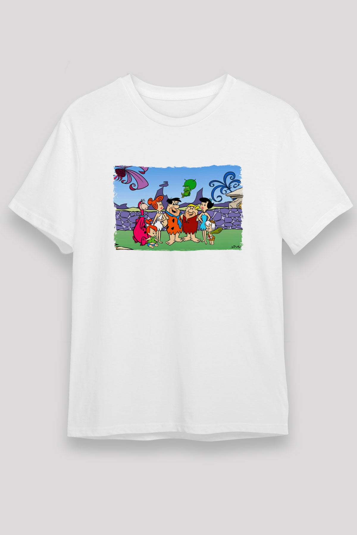 The Flintstones Taş Devri Beyaz Unisex Tişört