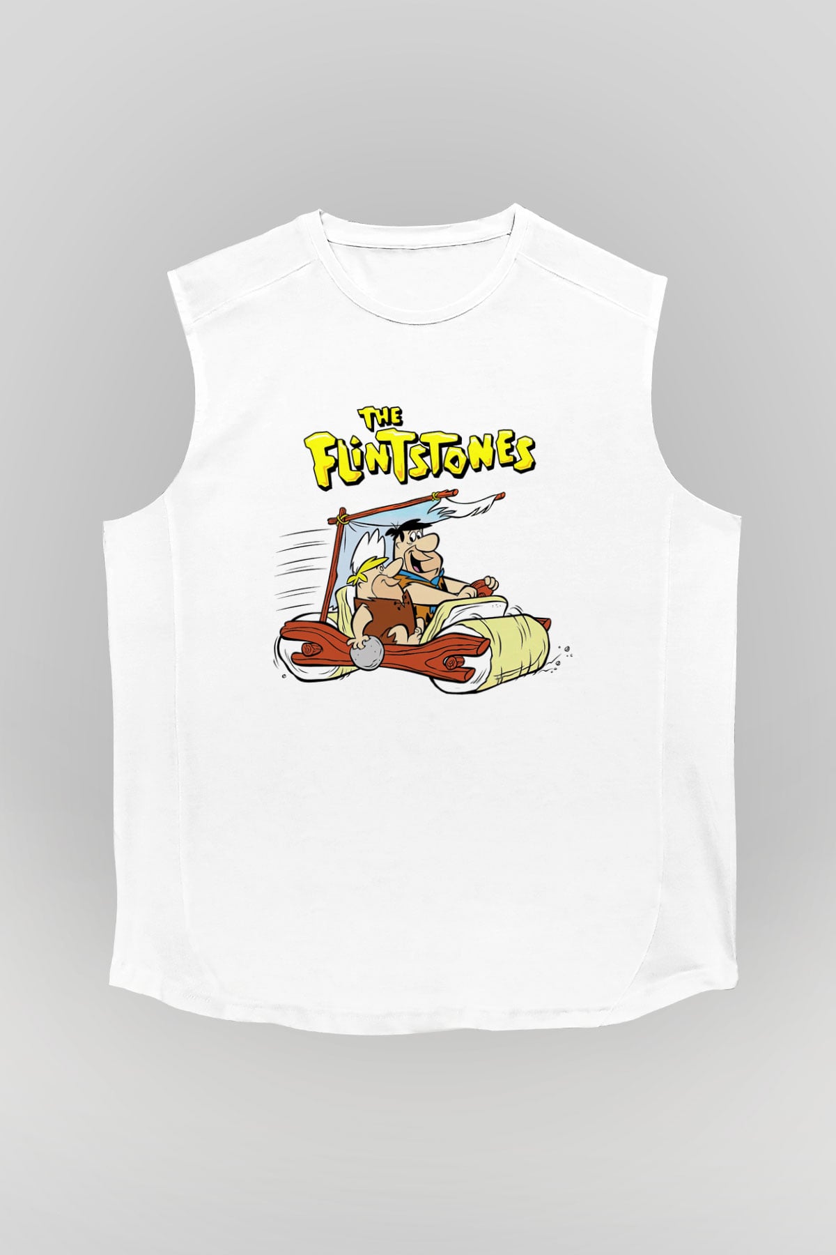 The Flintstones Taş Devri Beyaz Unisex Kolsuz Tişört