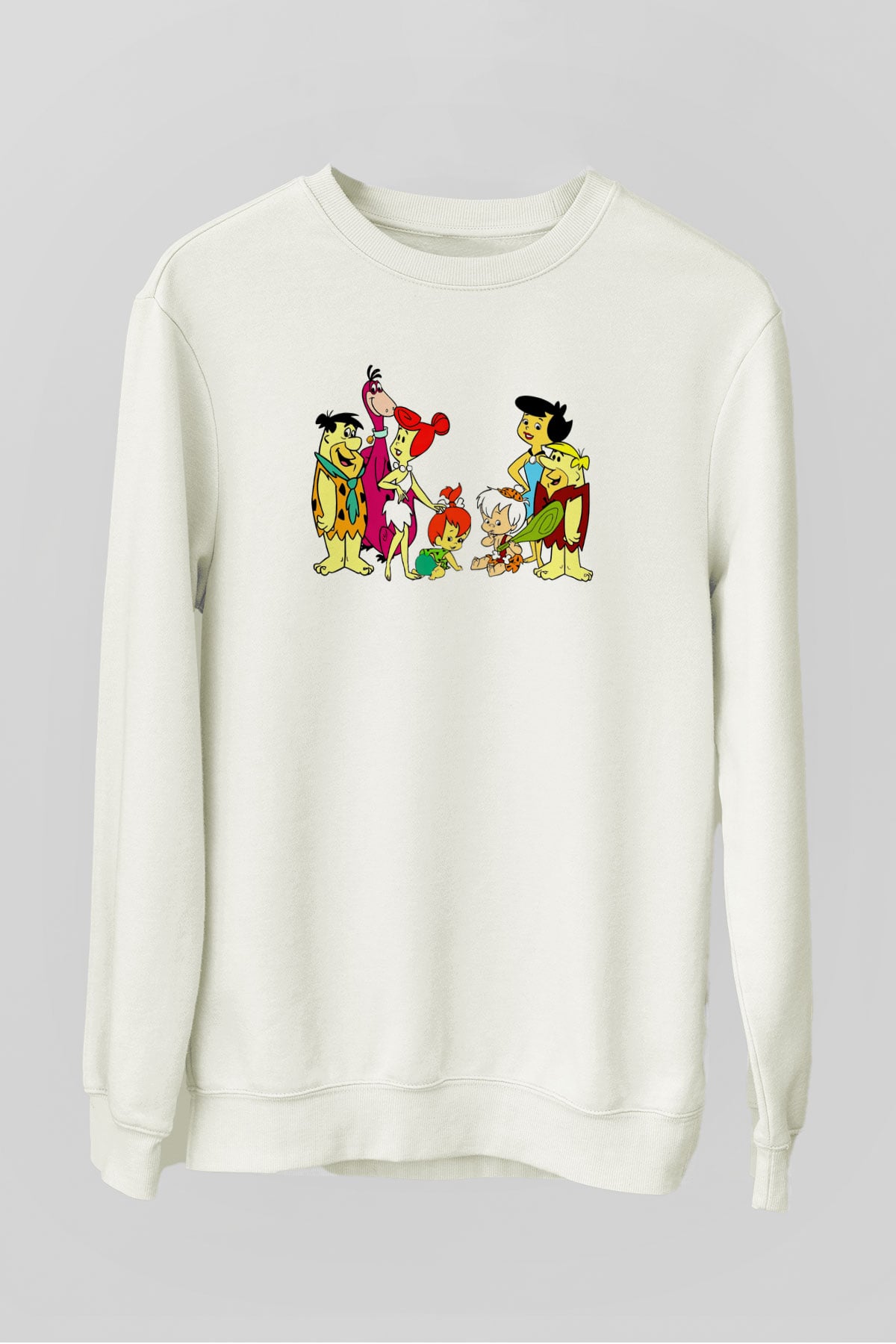 The Flintstones Taş Devri Beyaz Unisex  Sweatshirt