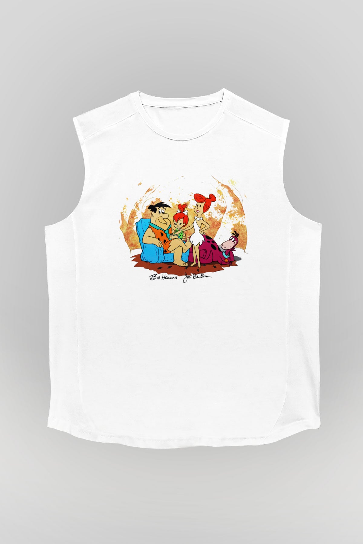 The Flintstones Taş Devri Beyaz Unisex Kolsuz Tişört