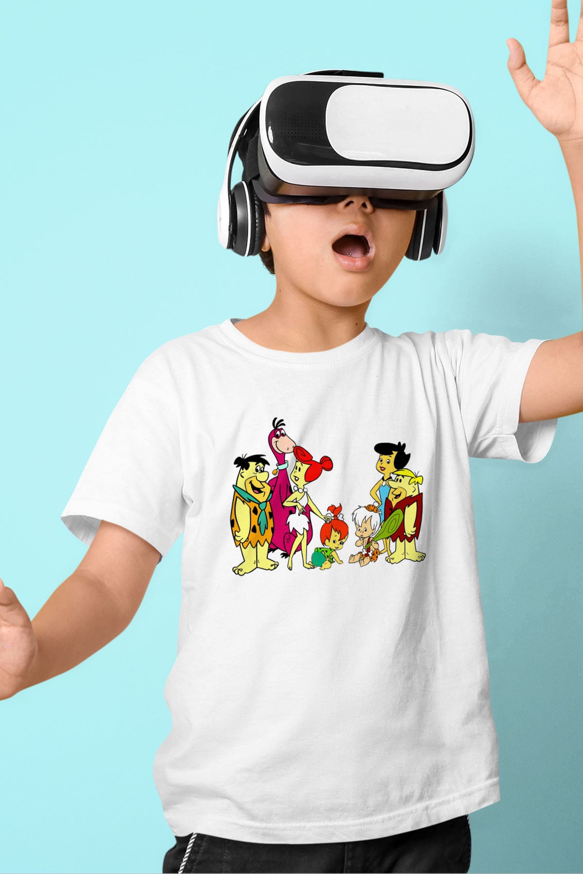 The Flintstones Taş Devri Beyaz Unisex  Çocuk Tişört