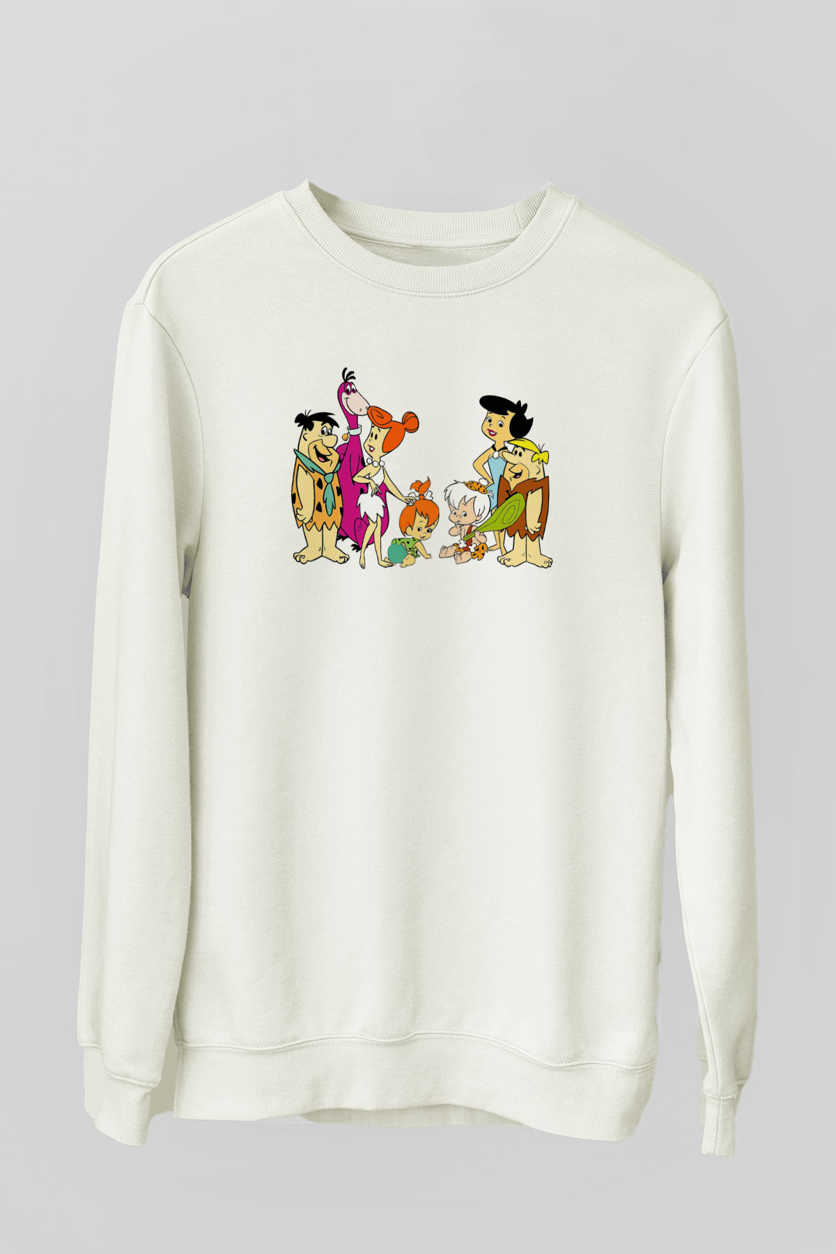 The Flintstones Taş Devri Beyaz Unisex Sweatshirt