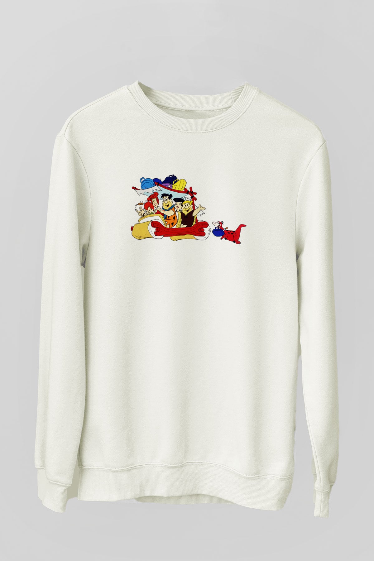 The Flintstones Taş Devri Beyaz Unisex Sweatshirt