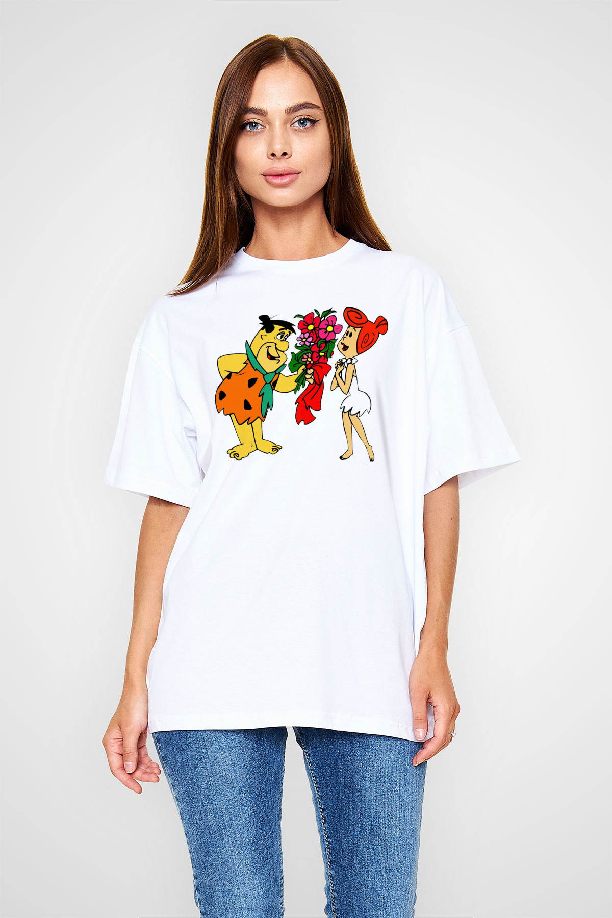 The Flintstones Taş Devri Beyaz Unisex Tişört