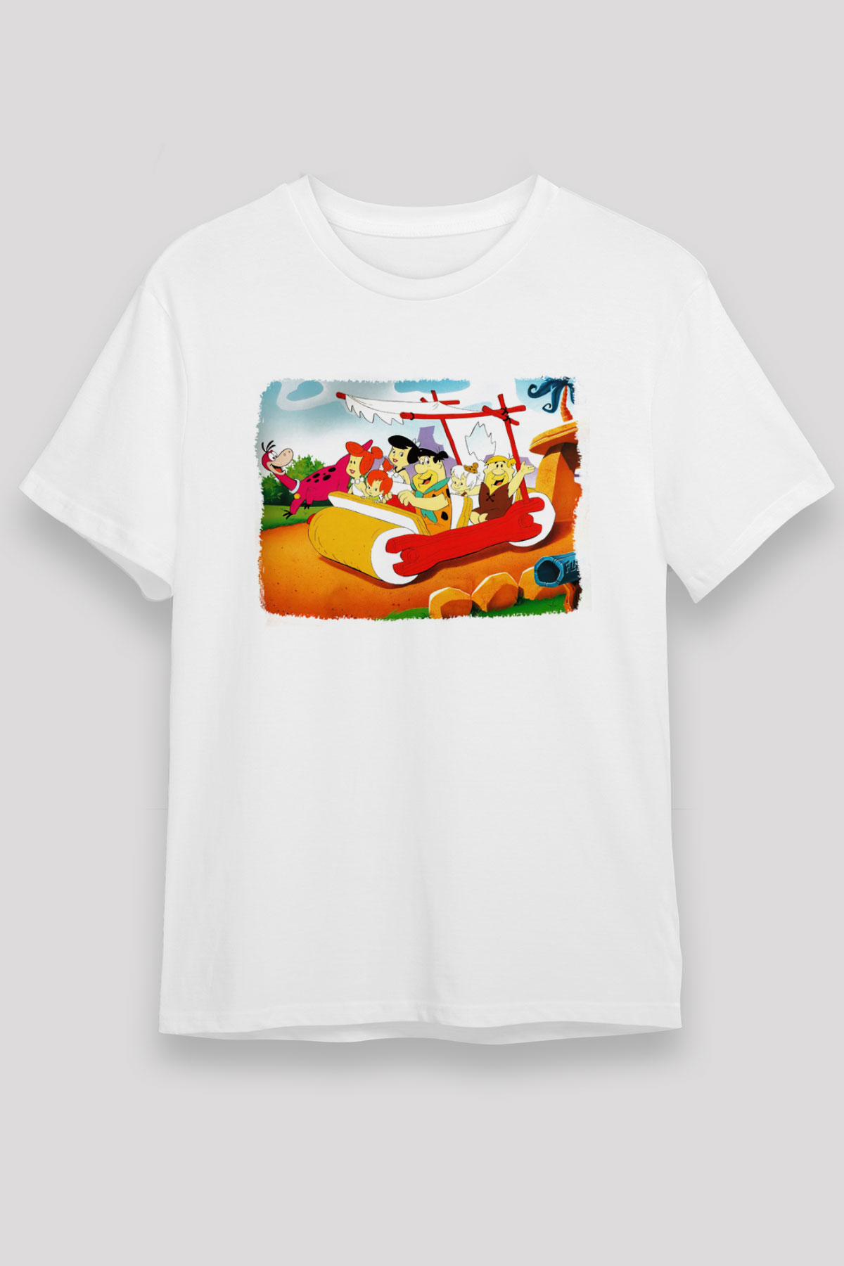 The Flintstones Taş Devri Beyaz Unisex Tişört