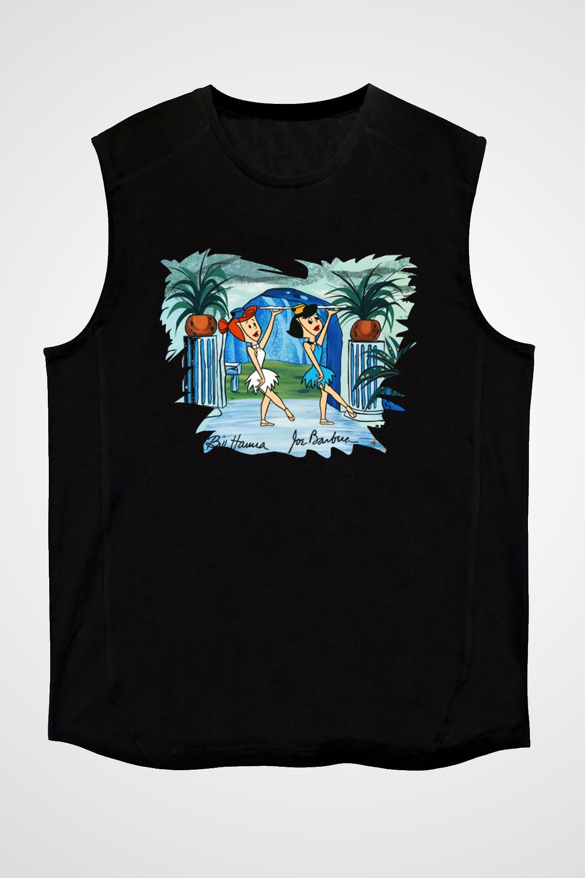 The Flintstones Taş Devri Siyah Unisex Kolsuz Tişört