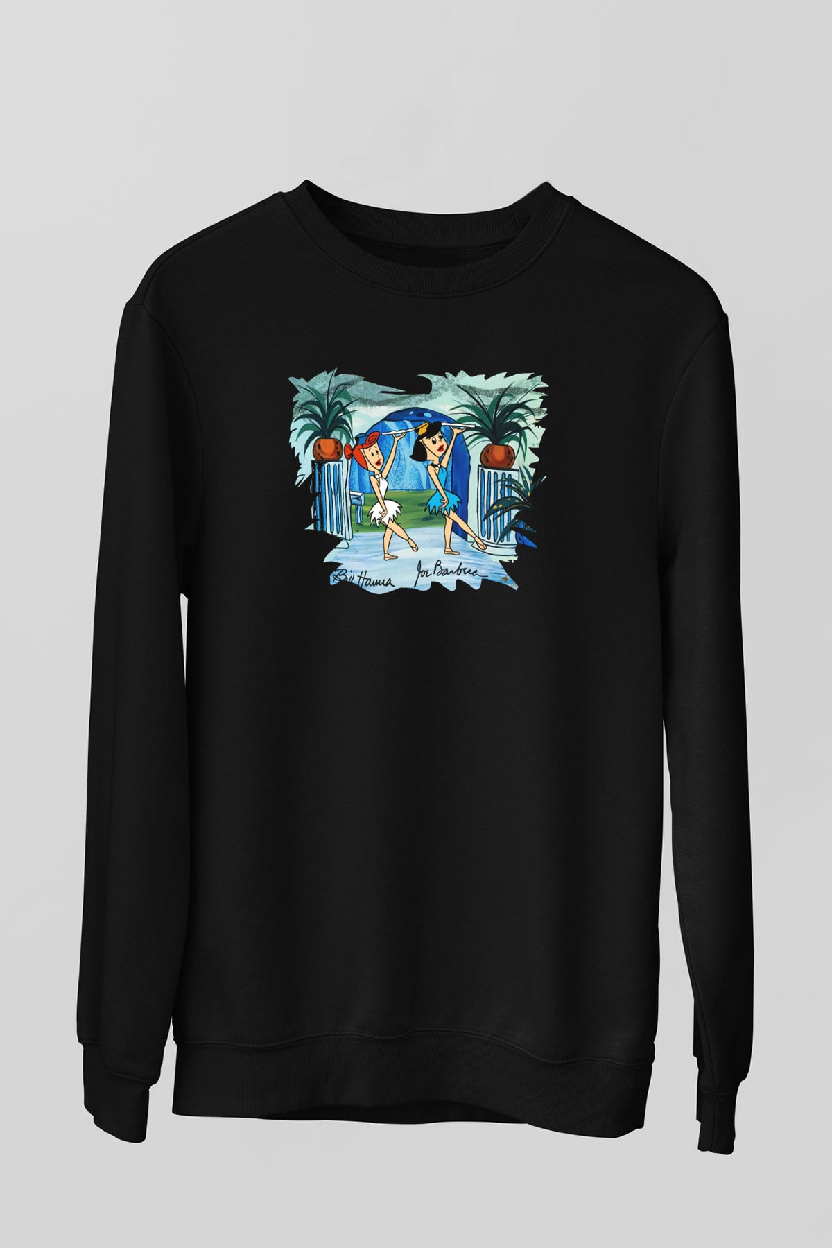 The Flintstones Taş Devri Siyah Unisex Sweatshirt