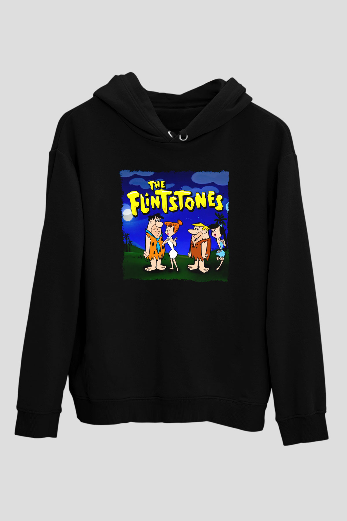 The Flintstones Taş Devri Siyah Unisex Hoodie