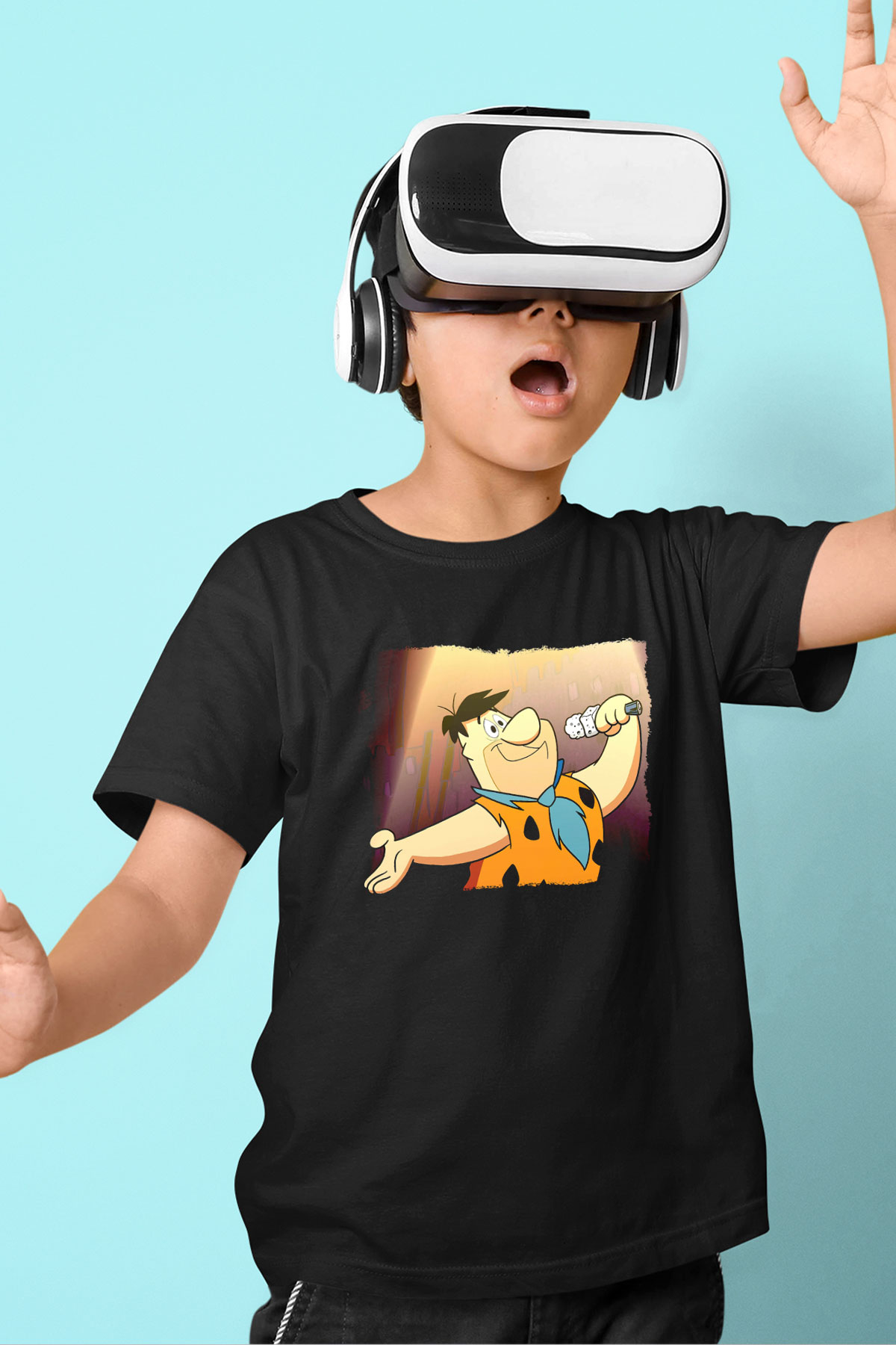 The Flintstones Taş Devri Siyah Unisex  Çocuk Tişört