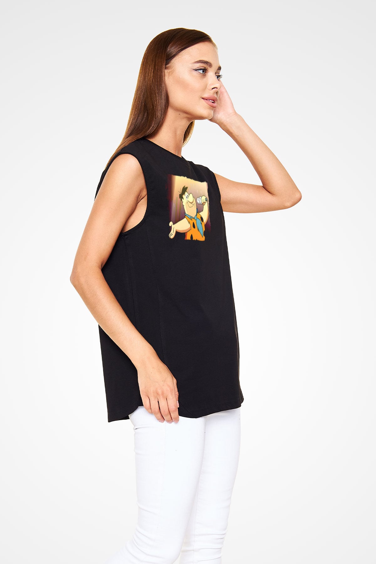 The Flintstones Taş Devri Siyah Unisex  Kolsuz Tişört