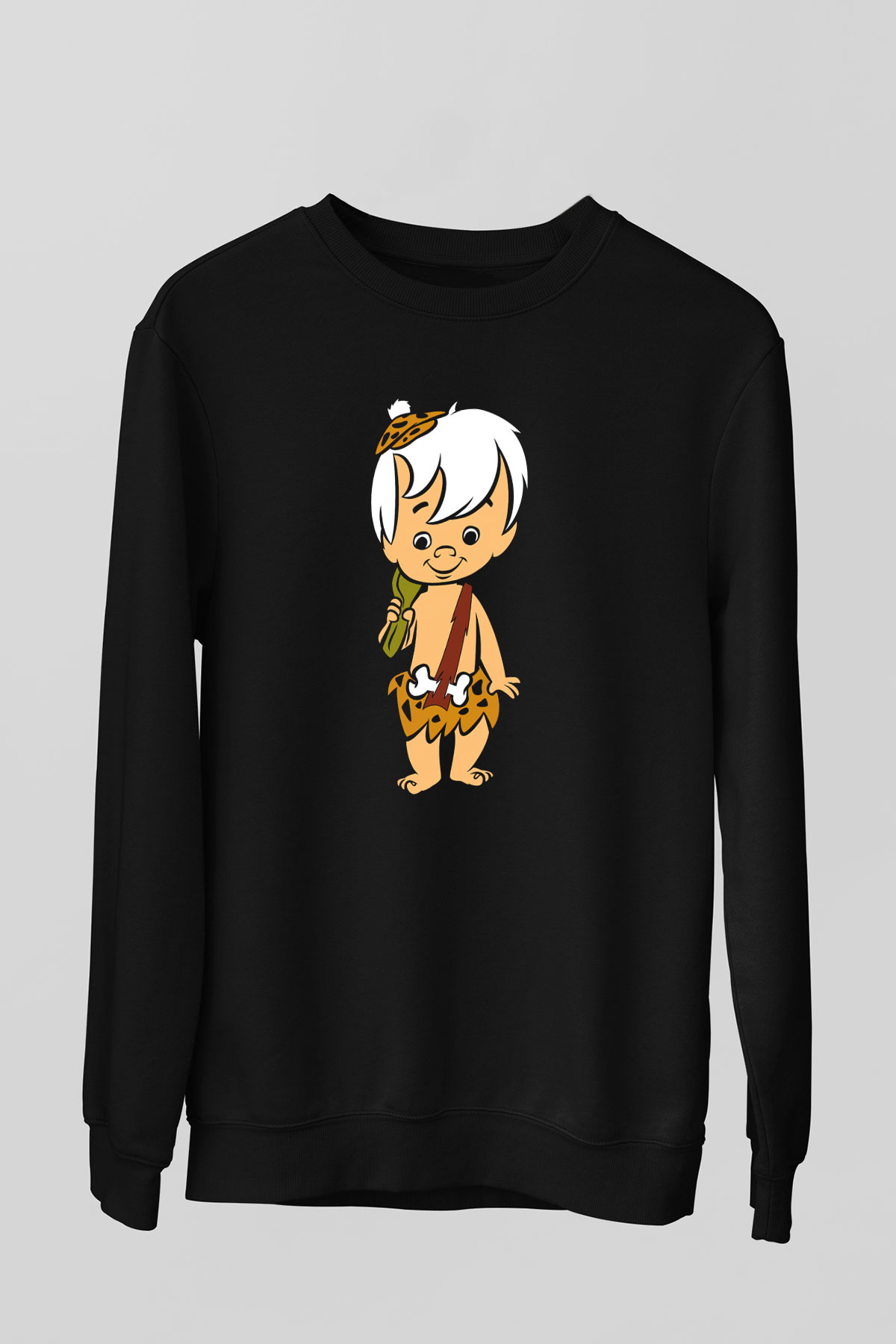The Flintstones Taş Devri Siyah Unisex Sweatshirt