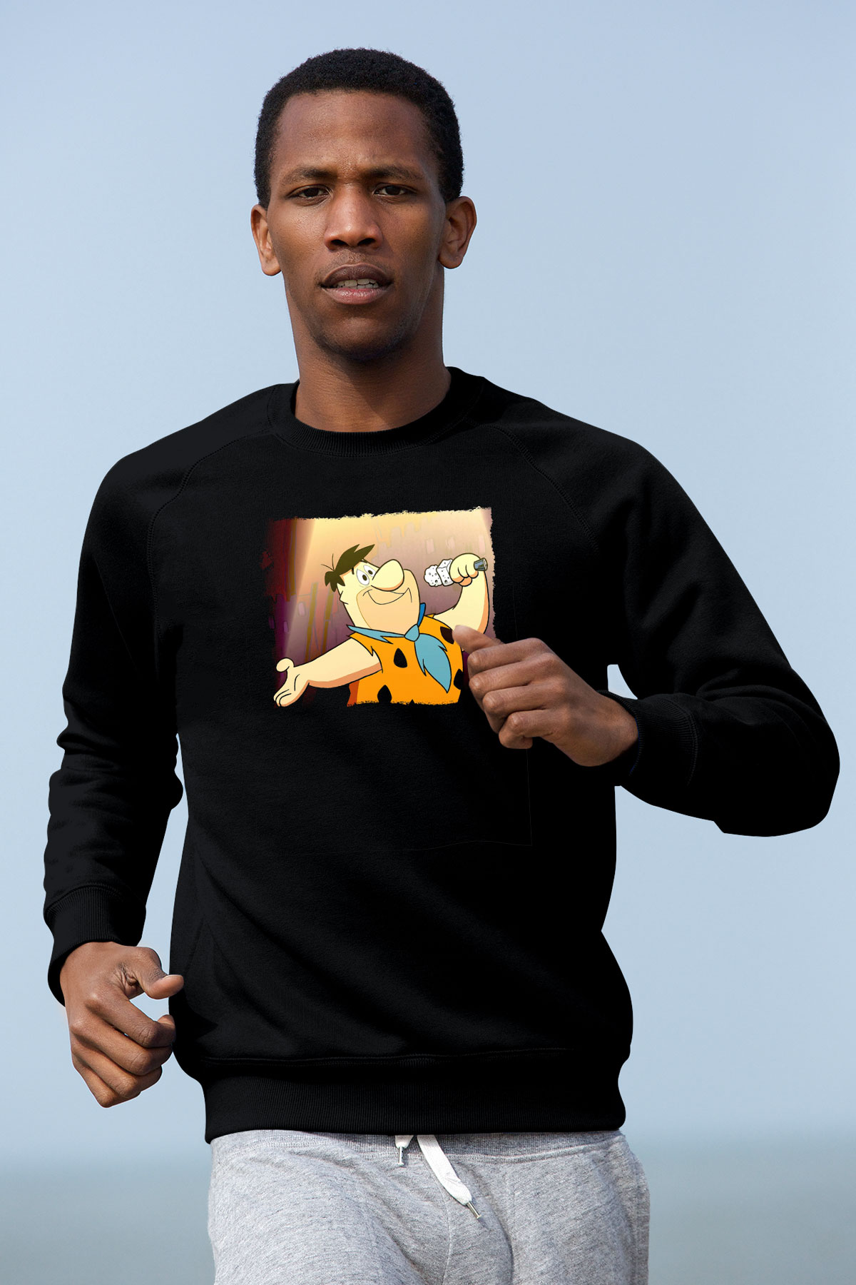 The Flintstones Taş Devri Siyah Unisex  Sweatshirt