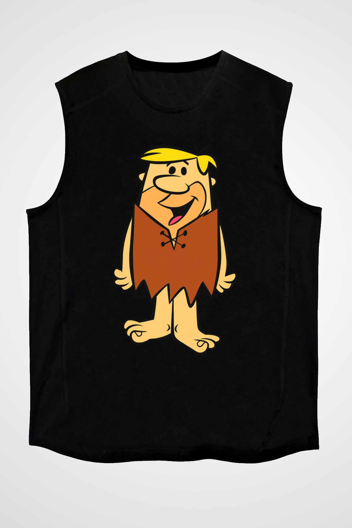 The Flintstones Taş Devri Siyah Unisex Kolsuz Tişört