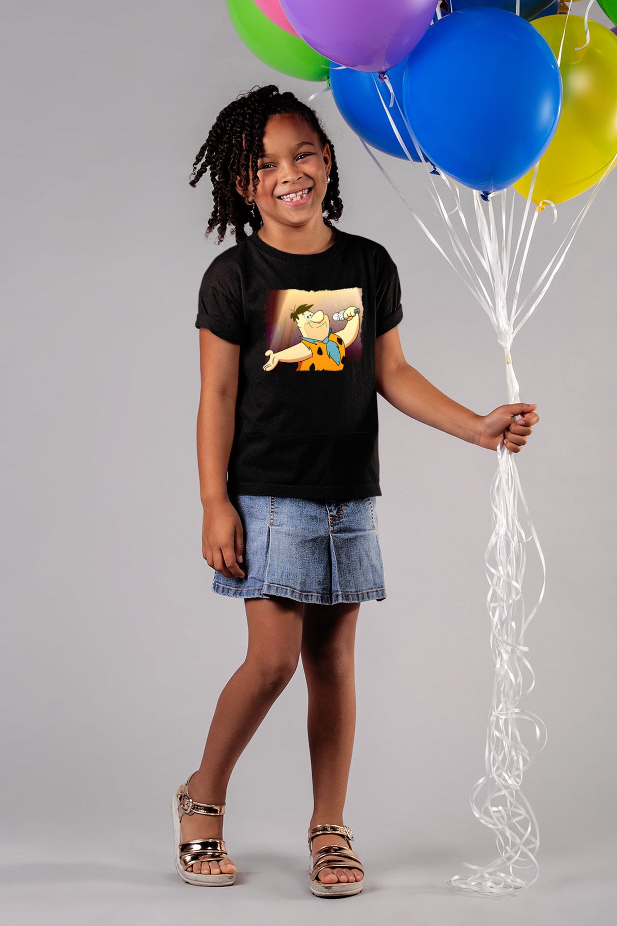 The Flintstones Taş Devri Siyah Unisex  Çocuk Tişört