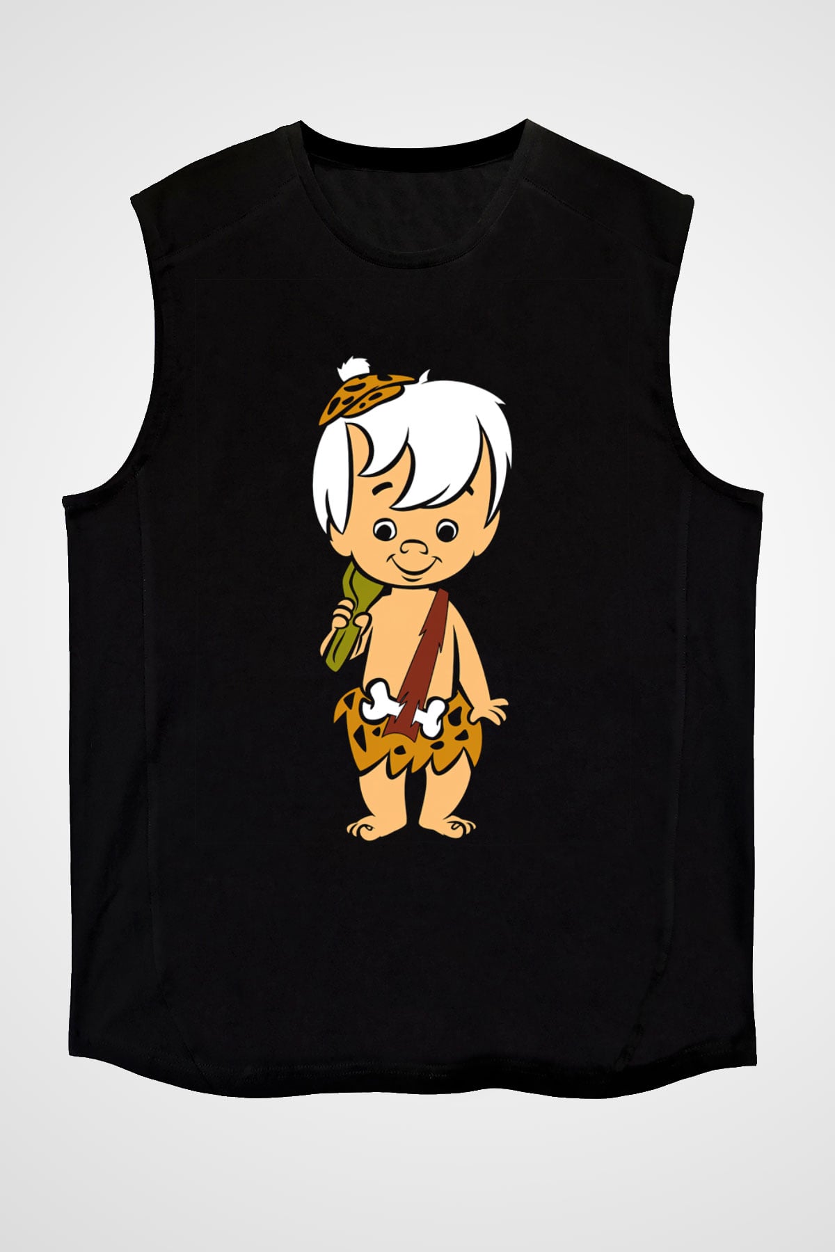 The Flintstones Taş Devri Siyah Unisex Kolsuz Tişört