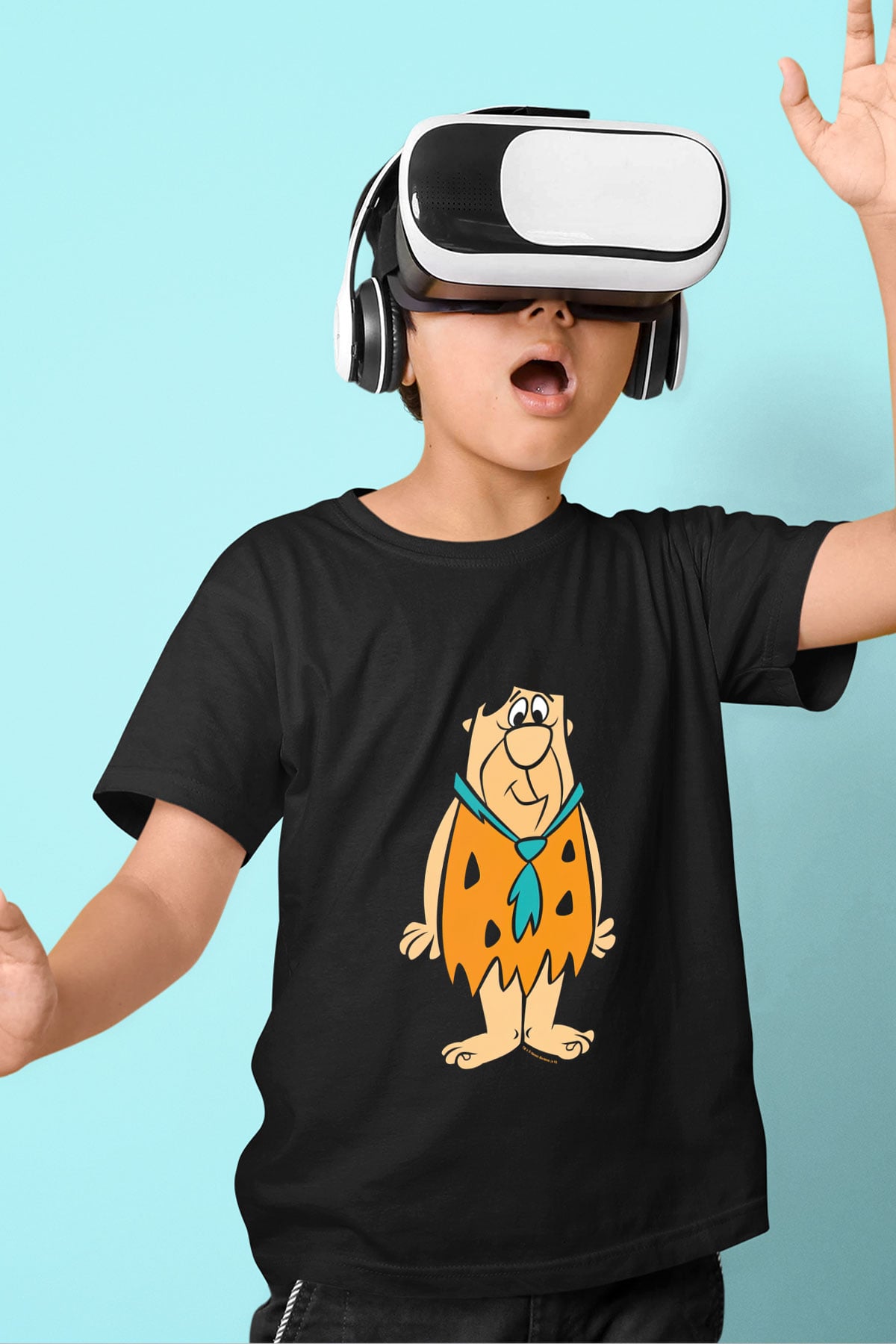 The Flintstones Taş Devri Siyah Unisex  Çocuk Tişört