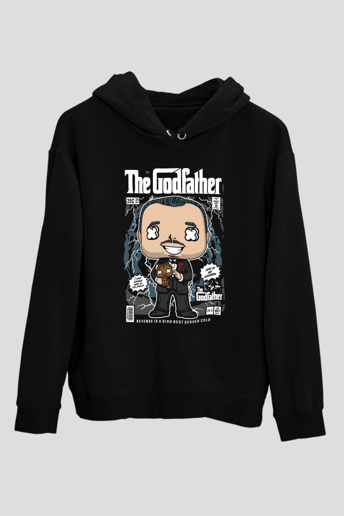 The Godfather Baskılı Unisex Siyah Hoodie