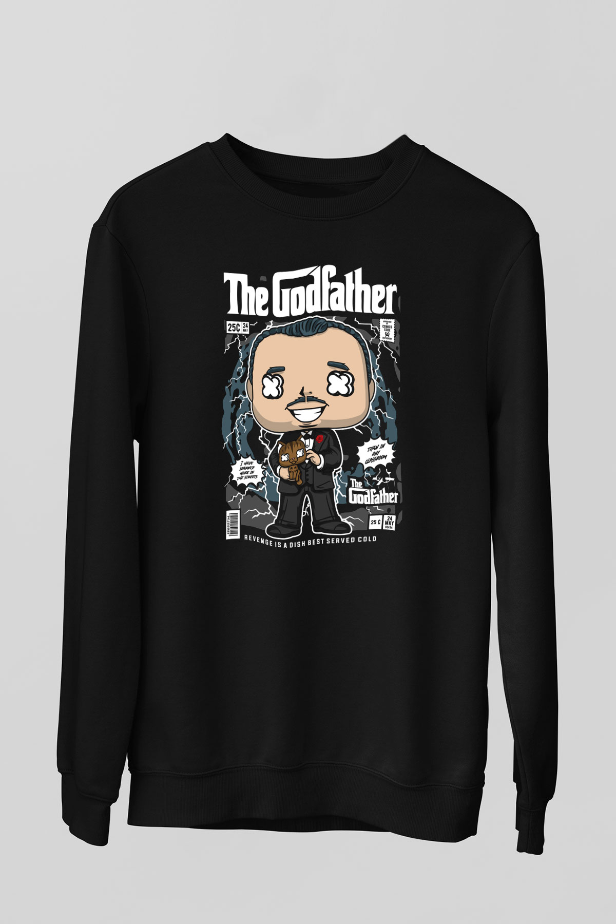 The Godfather Baskılı Unisex Siyah Sweatshirt