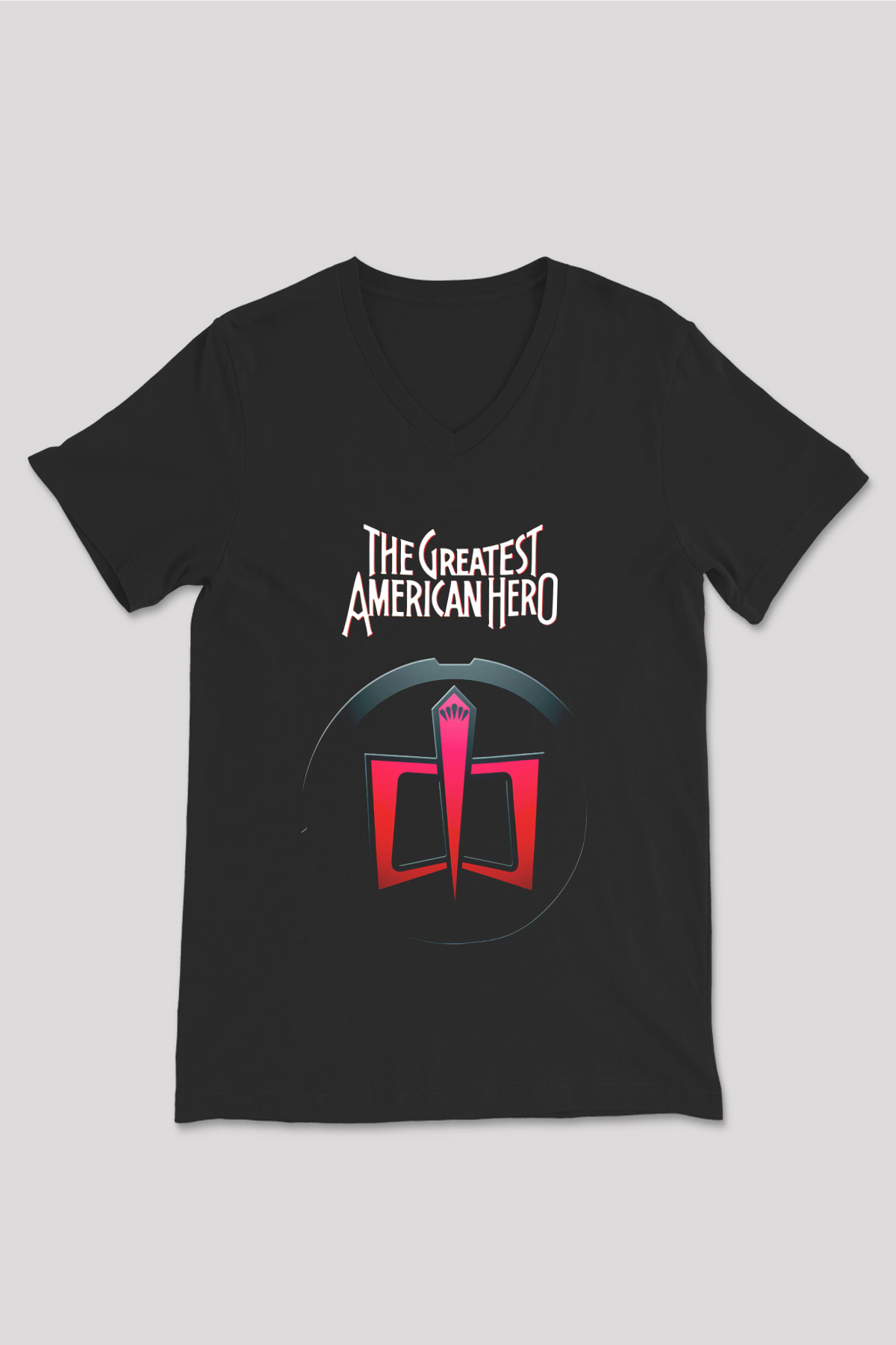 The Greatest American Hero Siyah Unisex  V Yaka Tişört