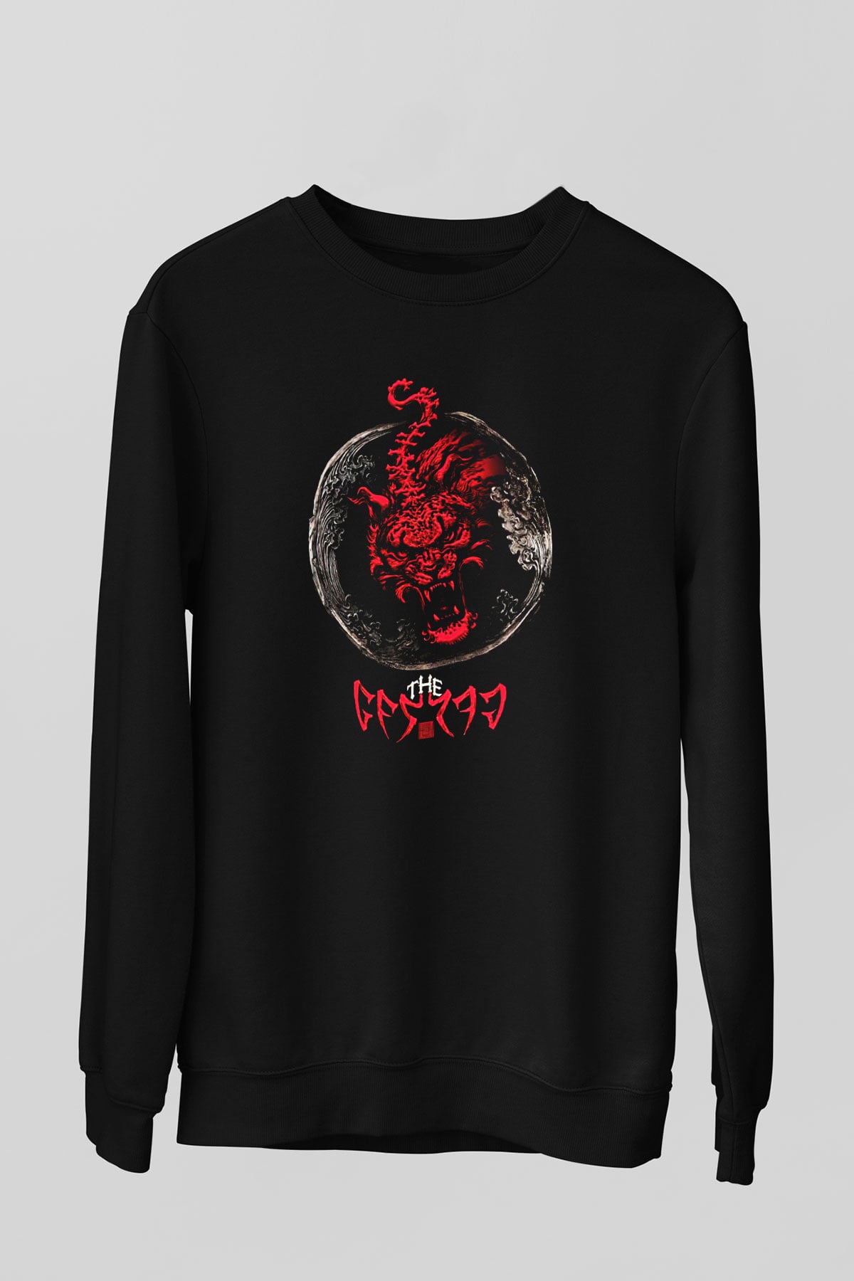 The Hu Baskılı Unisex Siyah Sweatshirt