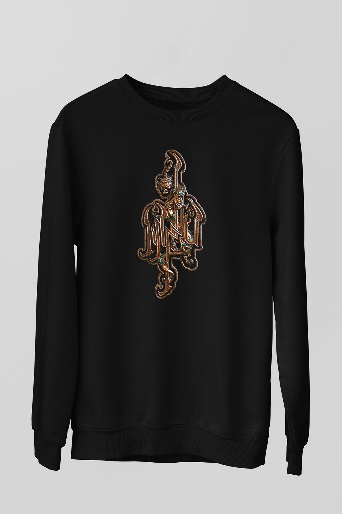 The Hu Baskılı Unisex Siyah Sweatshirt