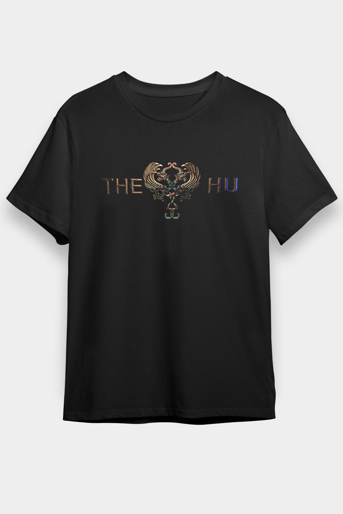 The Hu Baskılı Unisex Siyah Tişört - Tshirt