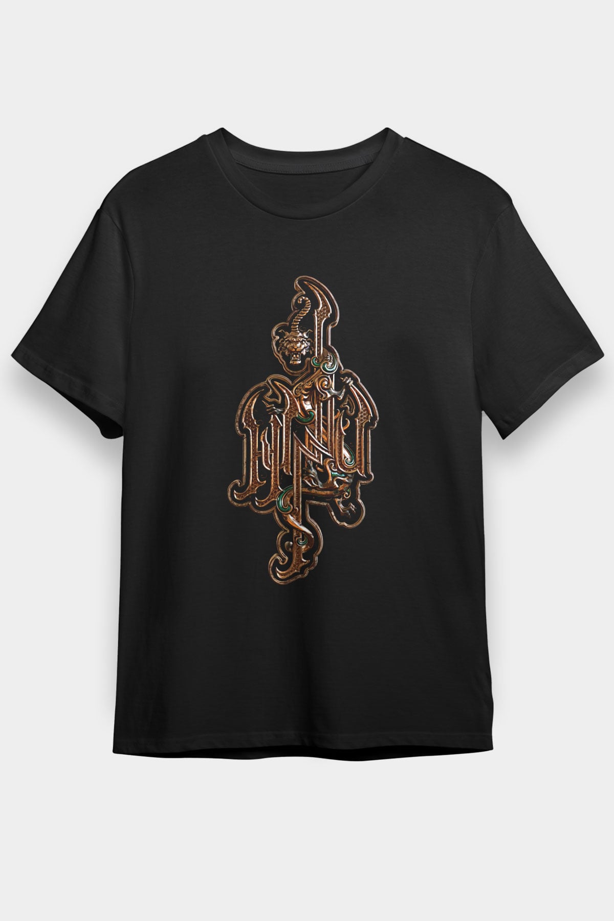 The Hu Baskılı Unisex Siyah Tişört - Tshirt