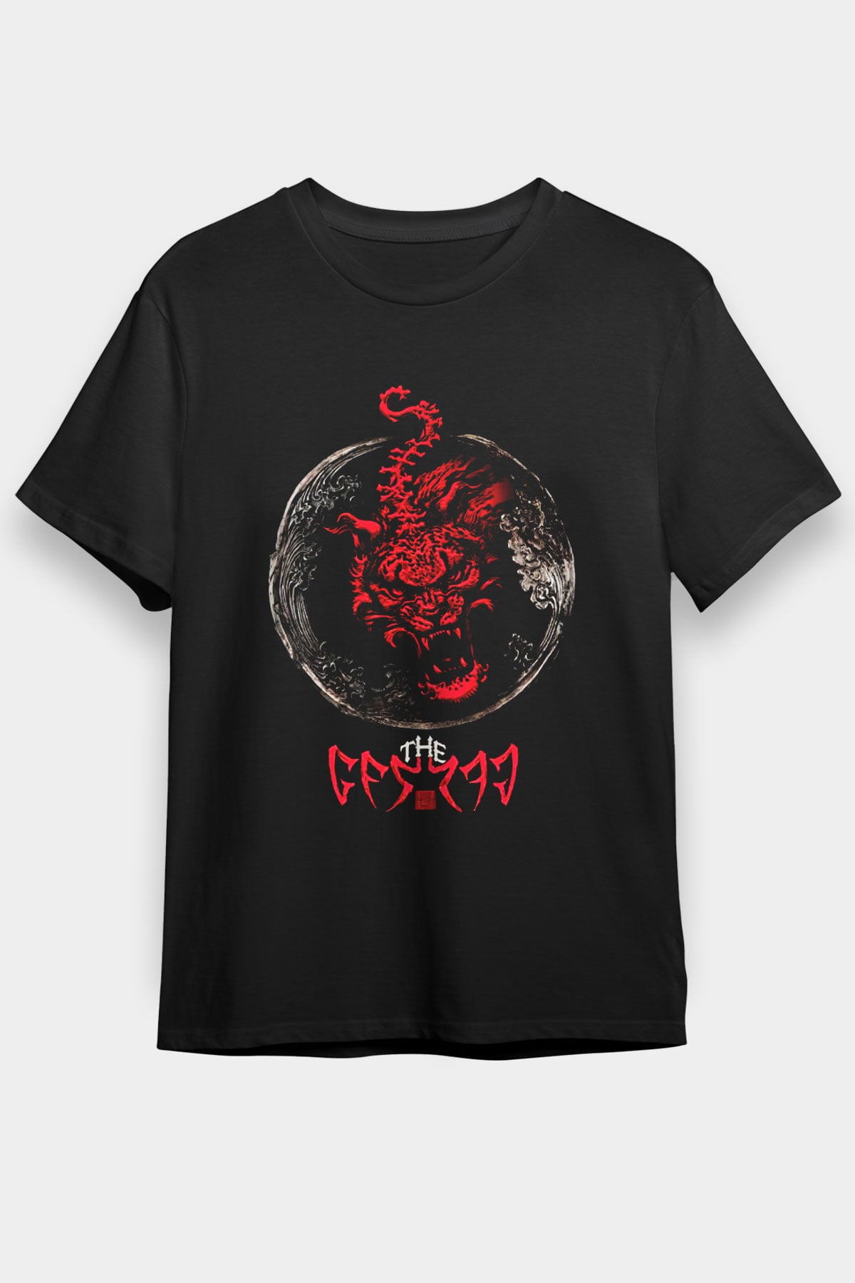 The Hu Baskılı Unisex Siyah Tişört - Tshirt