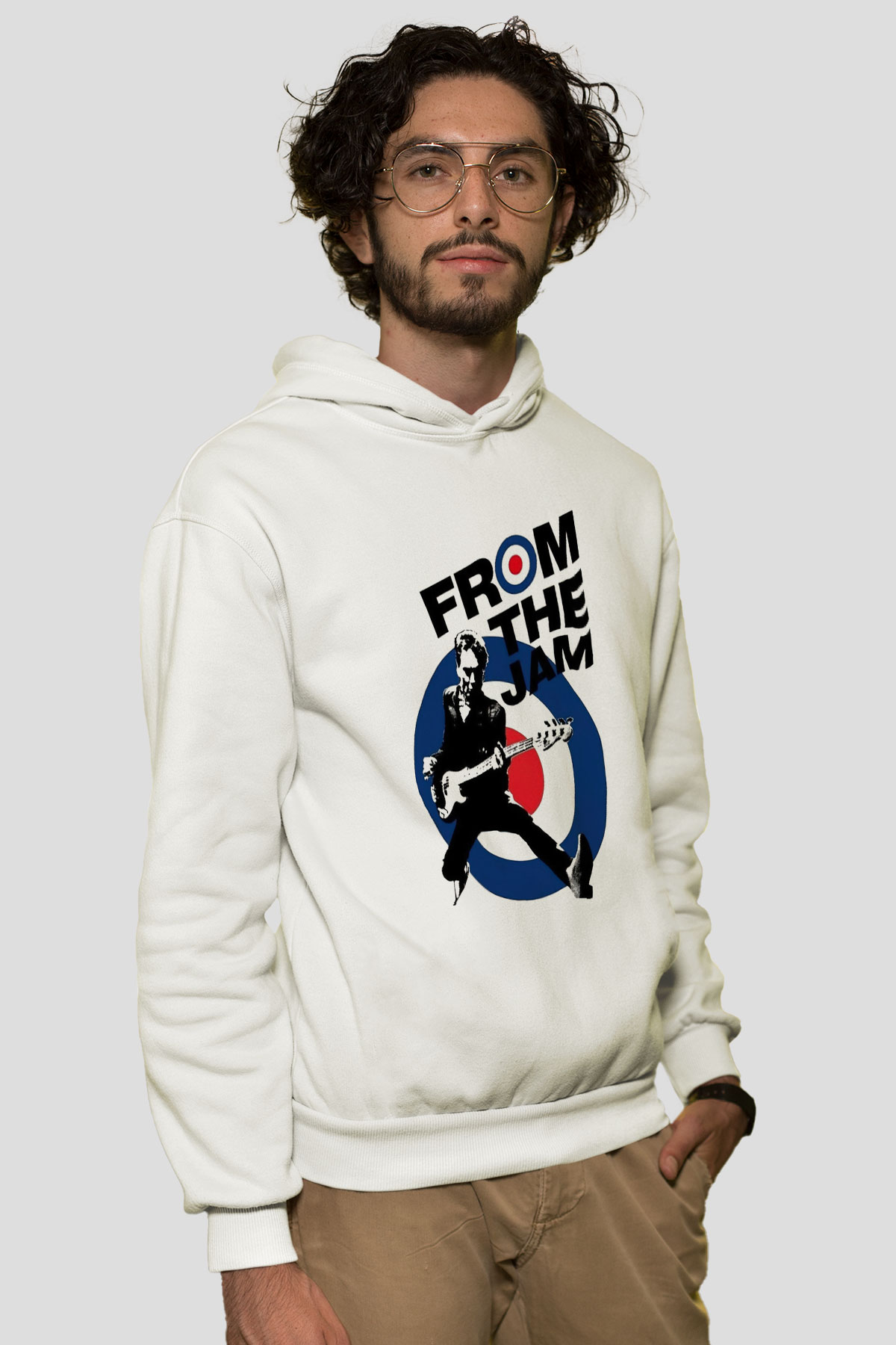 The Jam Beyaz Unisex Kapşonlu Sweatshirt