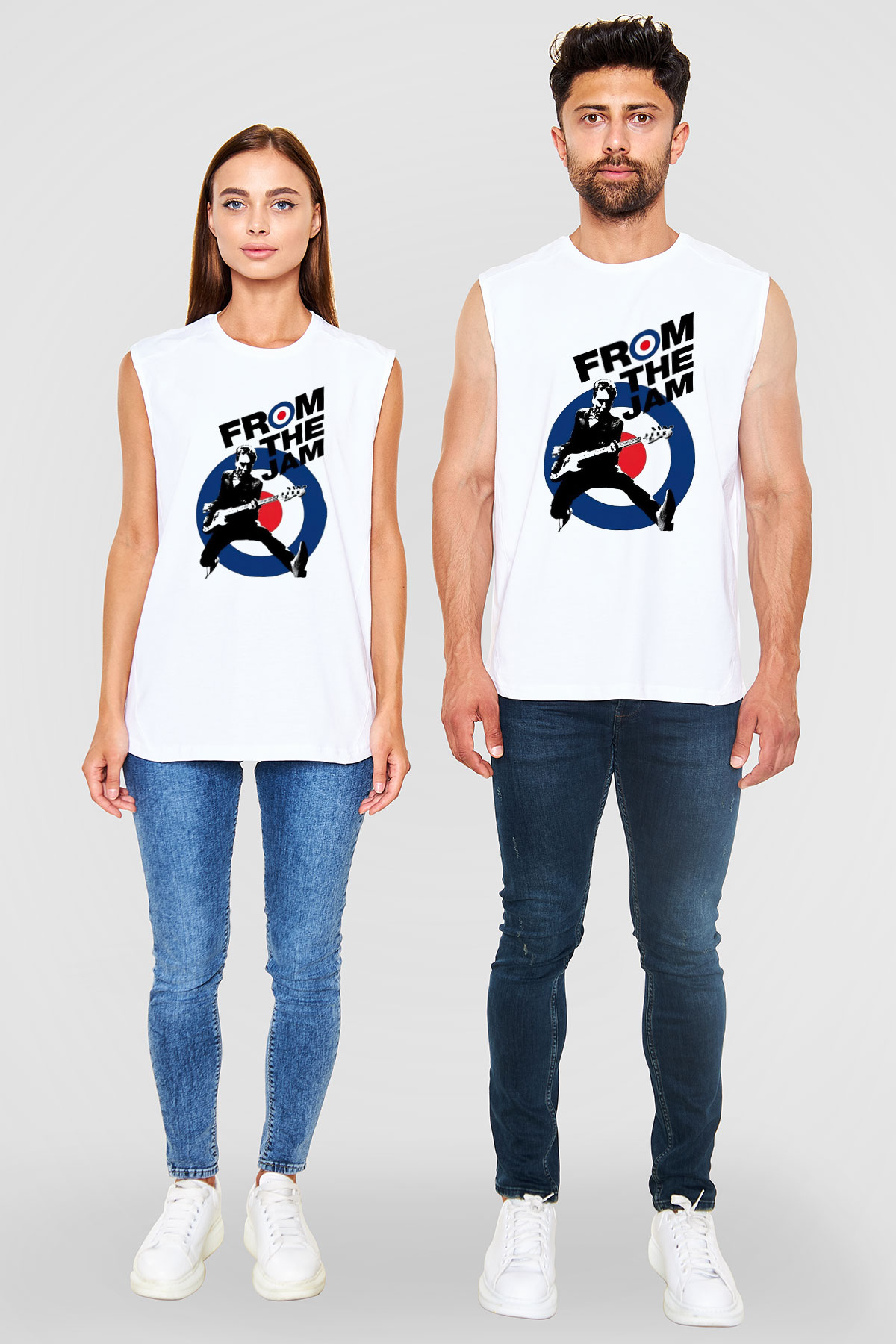 The Jam Beyaz Unisex Kolsuz Tişört