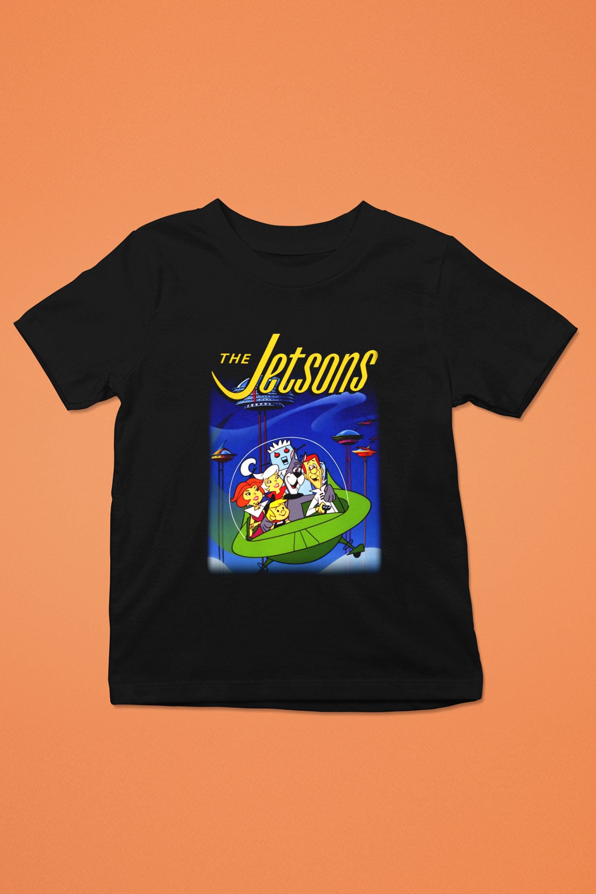 The Jetsons Jetsonlar Baskılı Siyah Unisex Çocuk Tişört