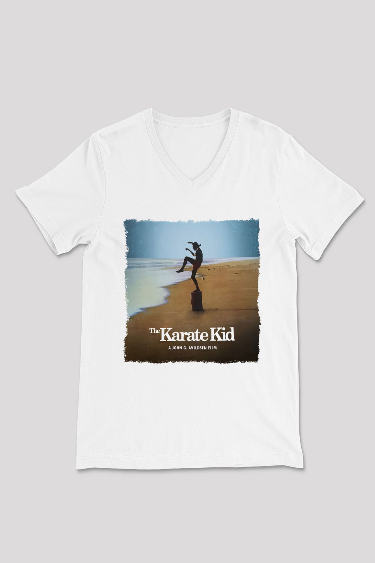 The Karate Kid Beyaz Unisex V Yaka Tişört