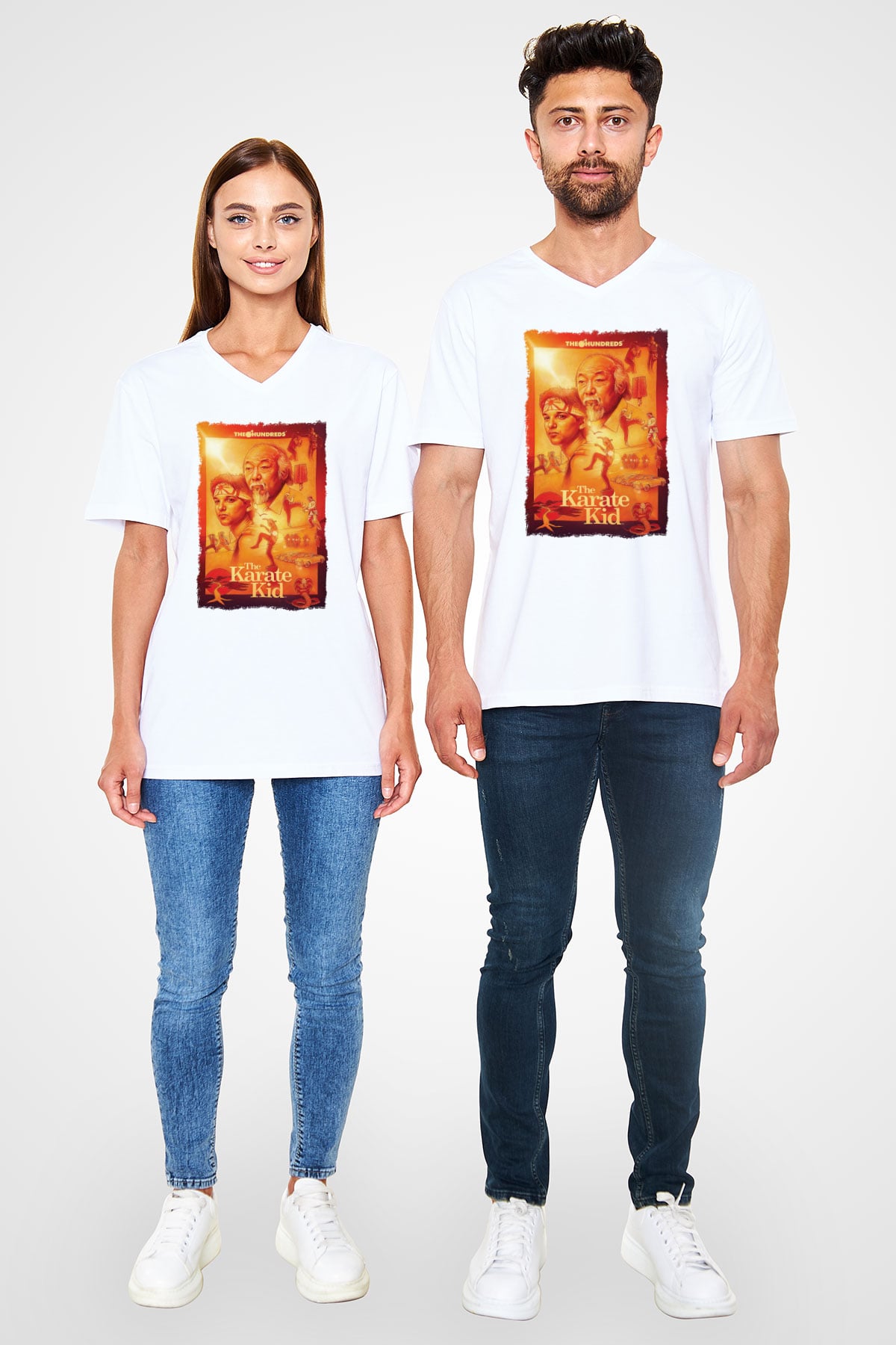 The Karate Kid Beyaz Unisex V Yaka Tişört