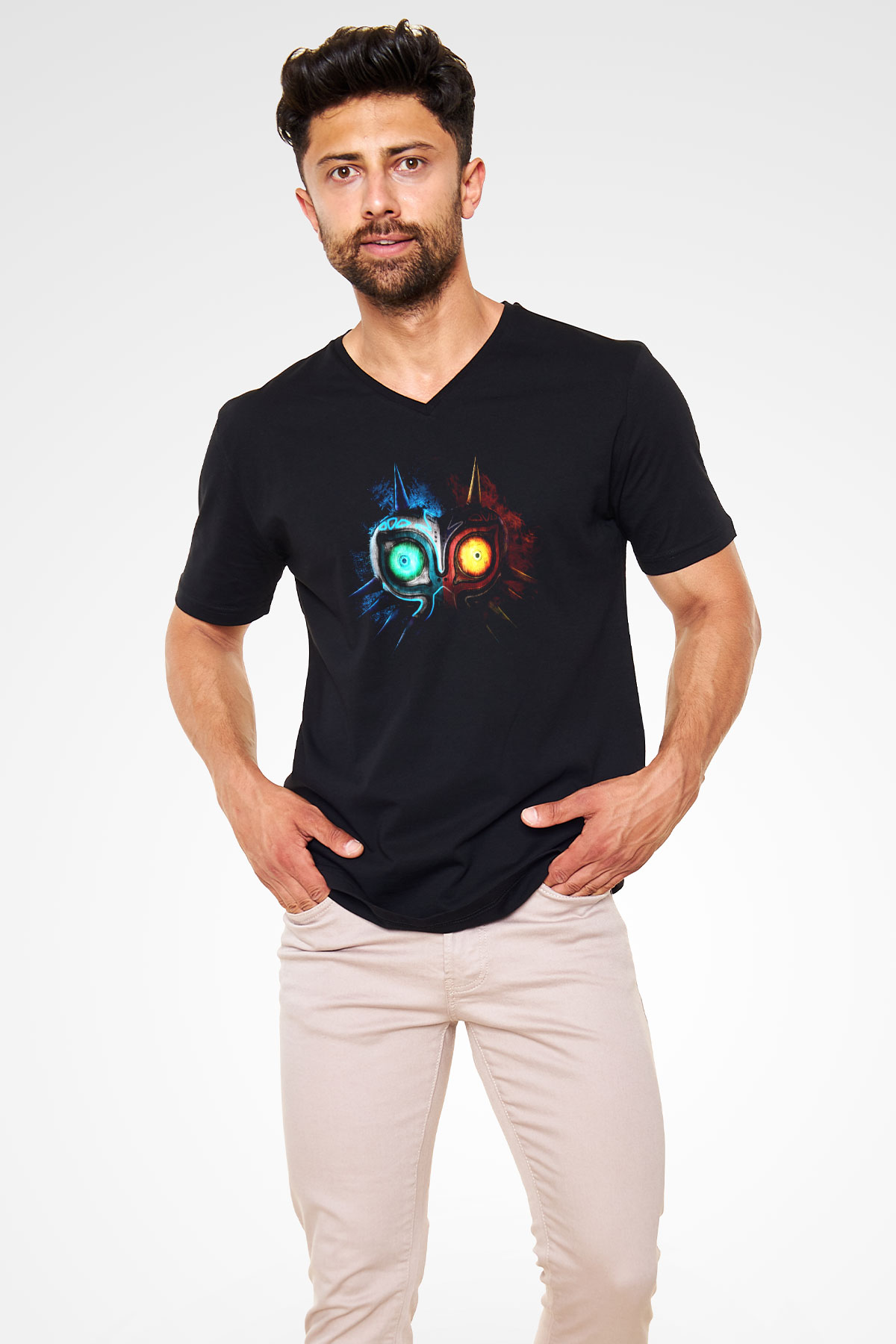 The Legend of Zelda Siyah Unisex V Yaka Tişört