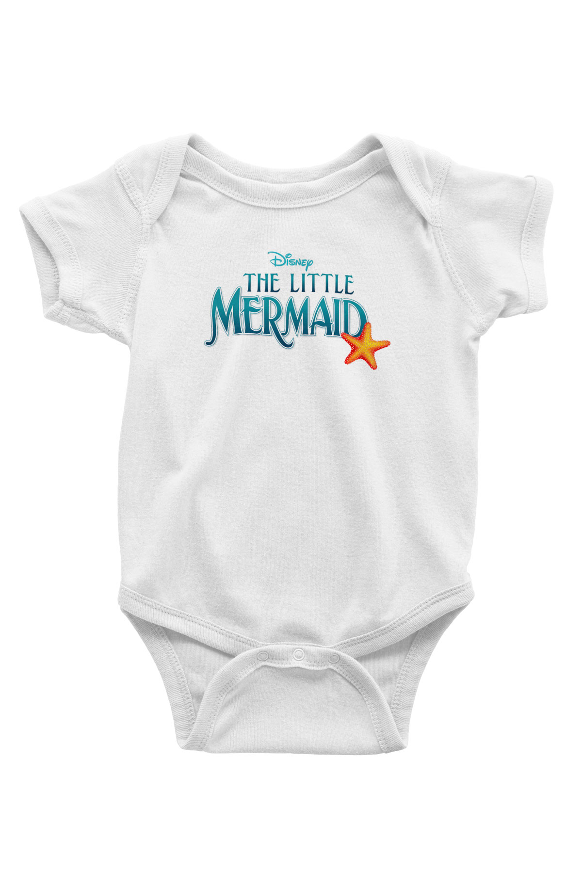 The Little Mermaid Baskılı Beyaz Unisex Bebek Body - Zıbın
