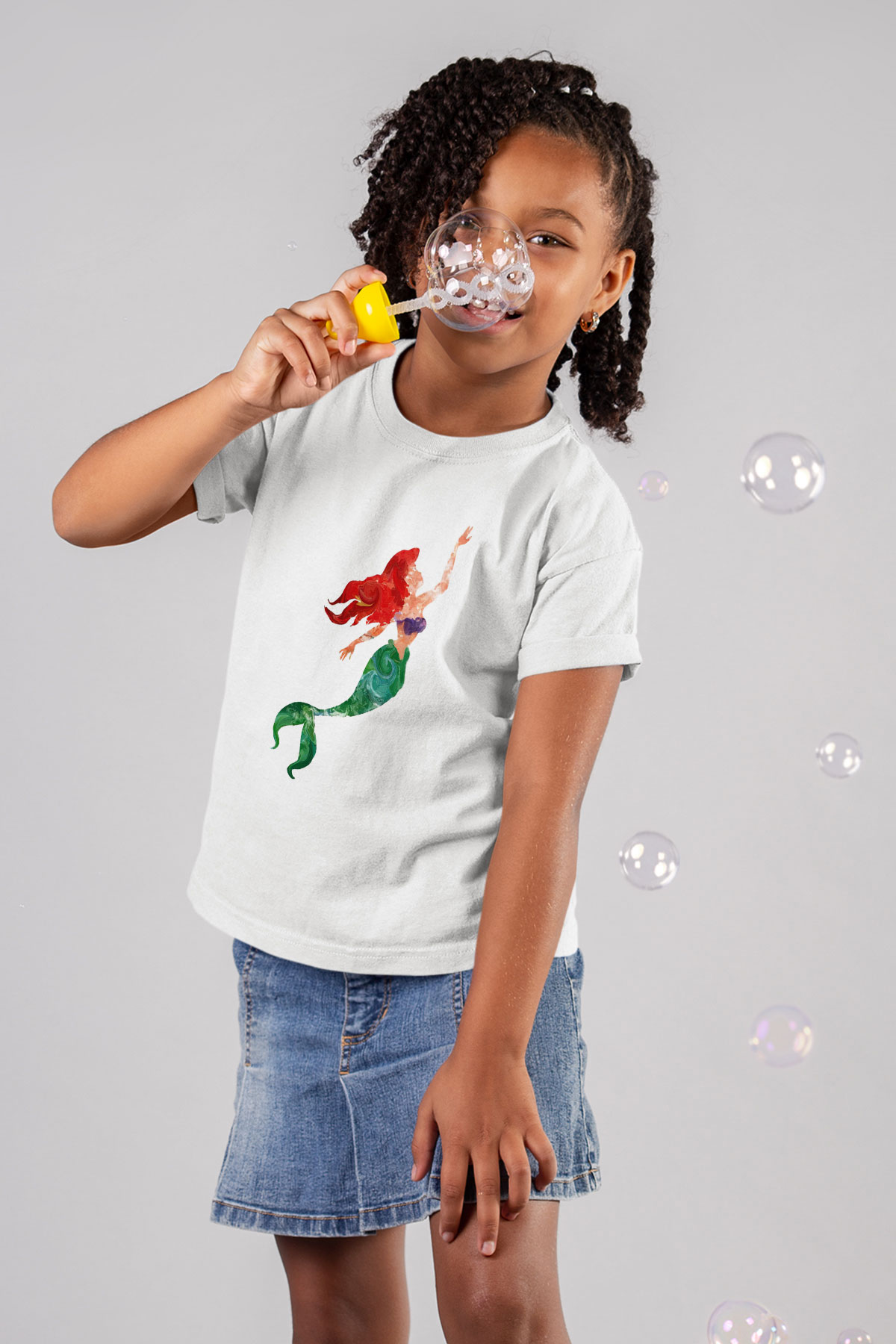 The Little Mermaid Baskılı Beyaz Unisex Çocuk Tişört
